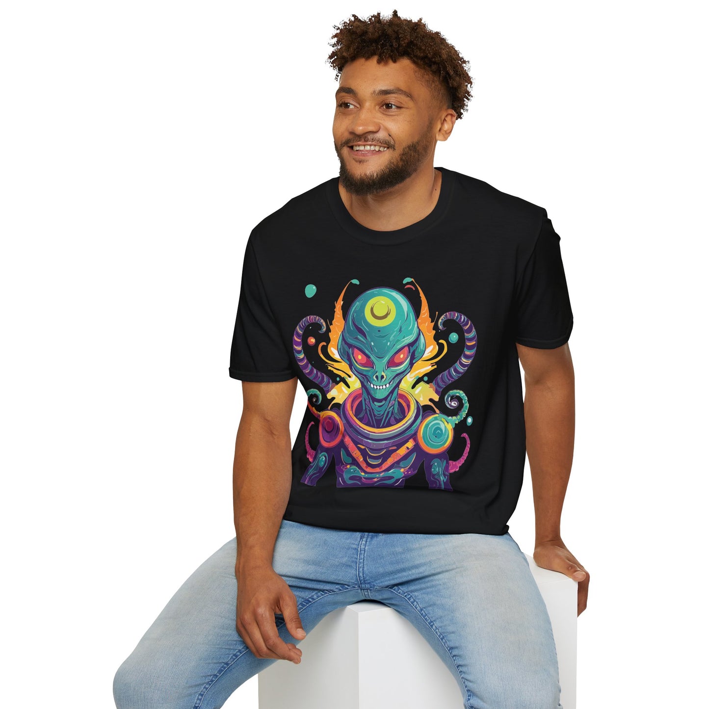 Alien Cosmos Unisex T Shirt With Aliens Design Gildan Softstyle 64000 Comfortable Lightweight Tee