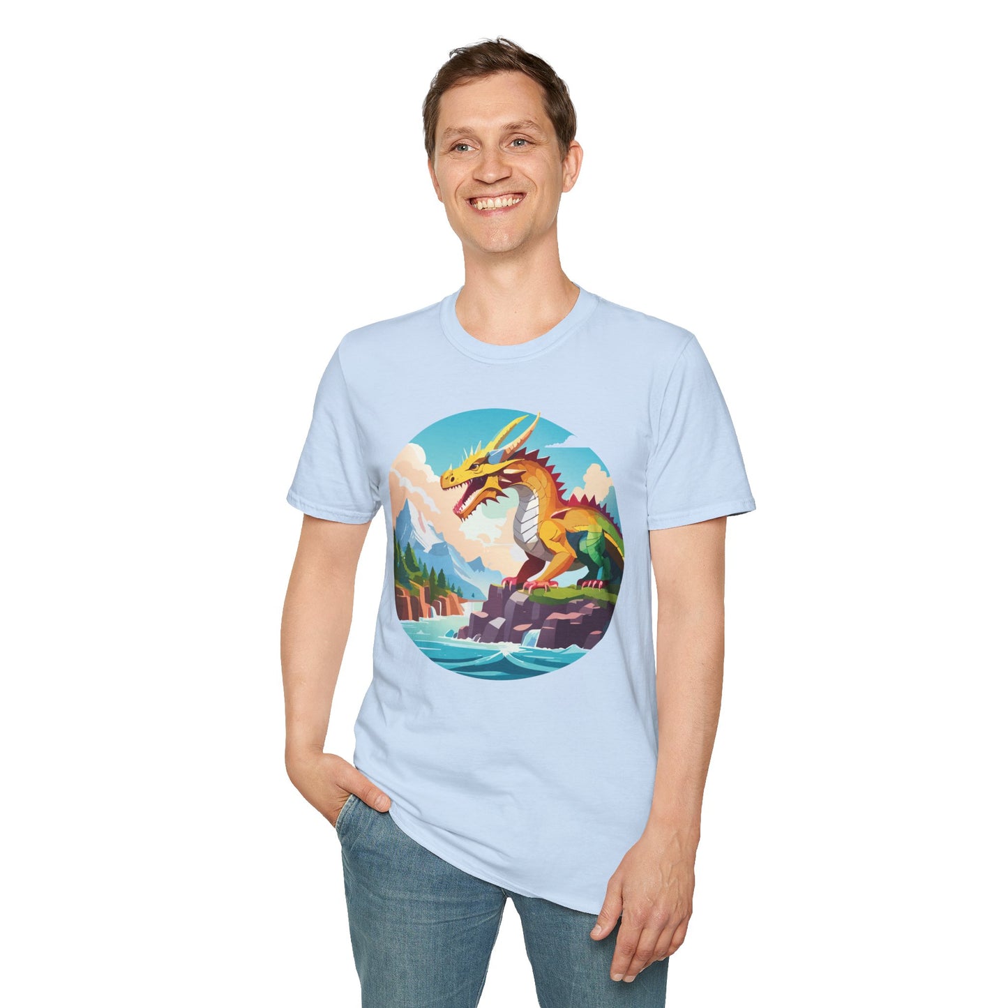 Dragon T Shirt Unisex Softstyle Cotton Tee With Colorful Animal Art Design For Everyday Wear