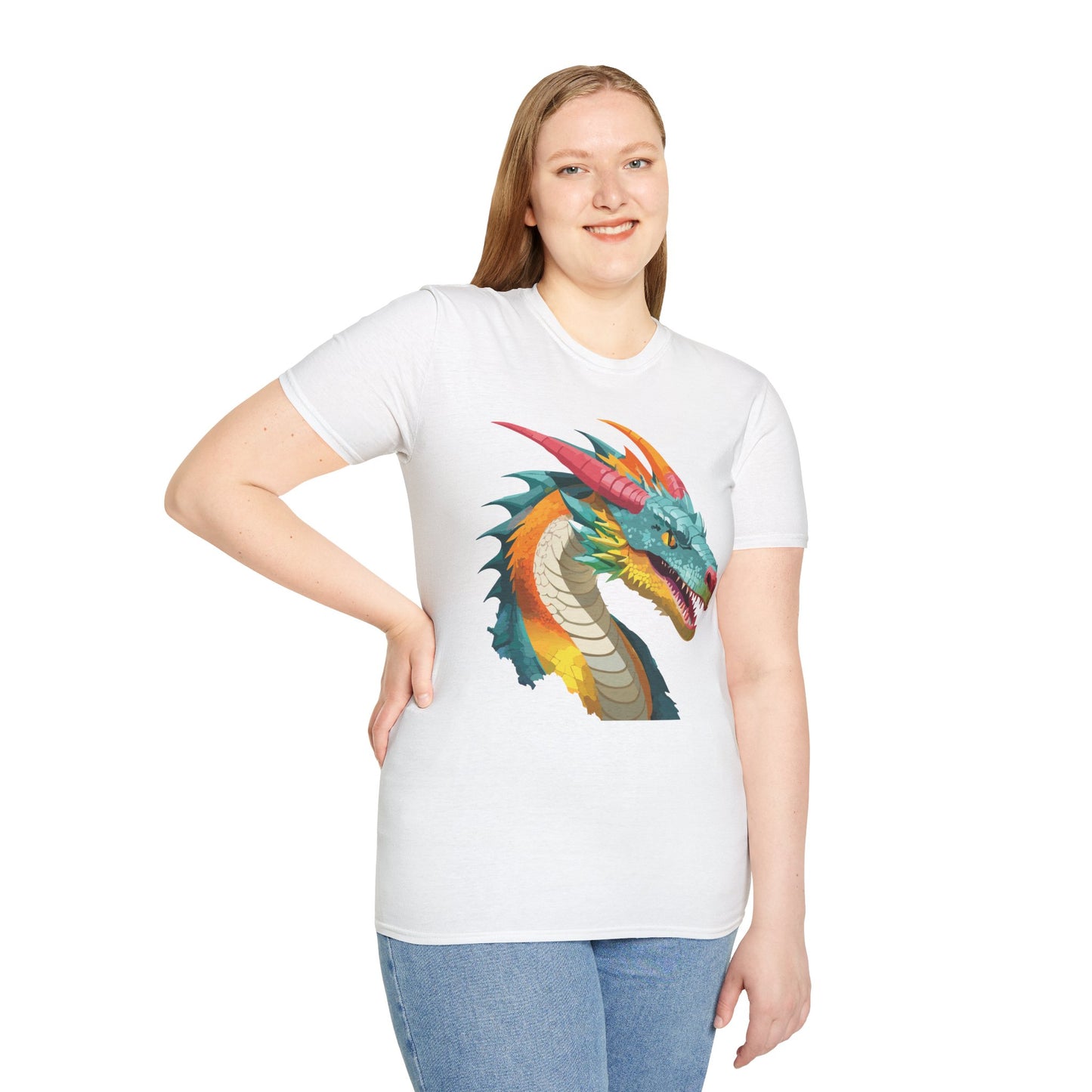 Dragon T Shirt Unisex Softstyle Art Design Tee With Animals Theme Gildan 64000 Premium Quality