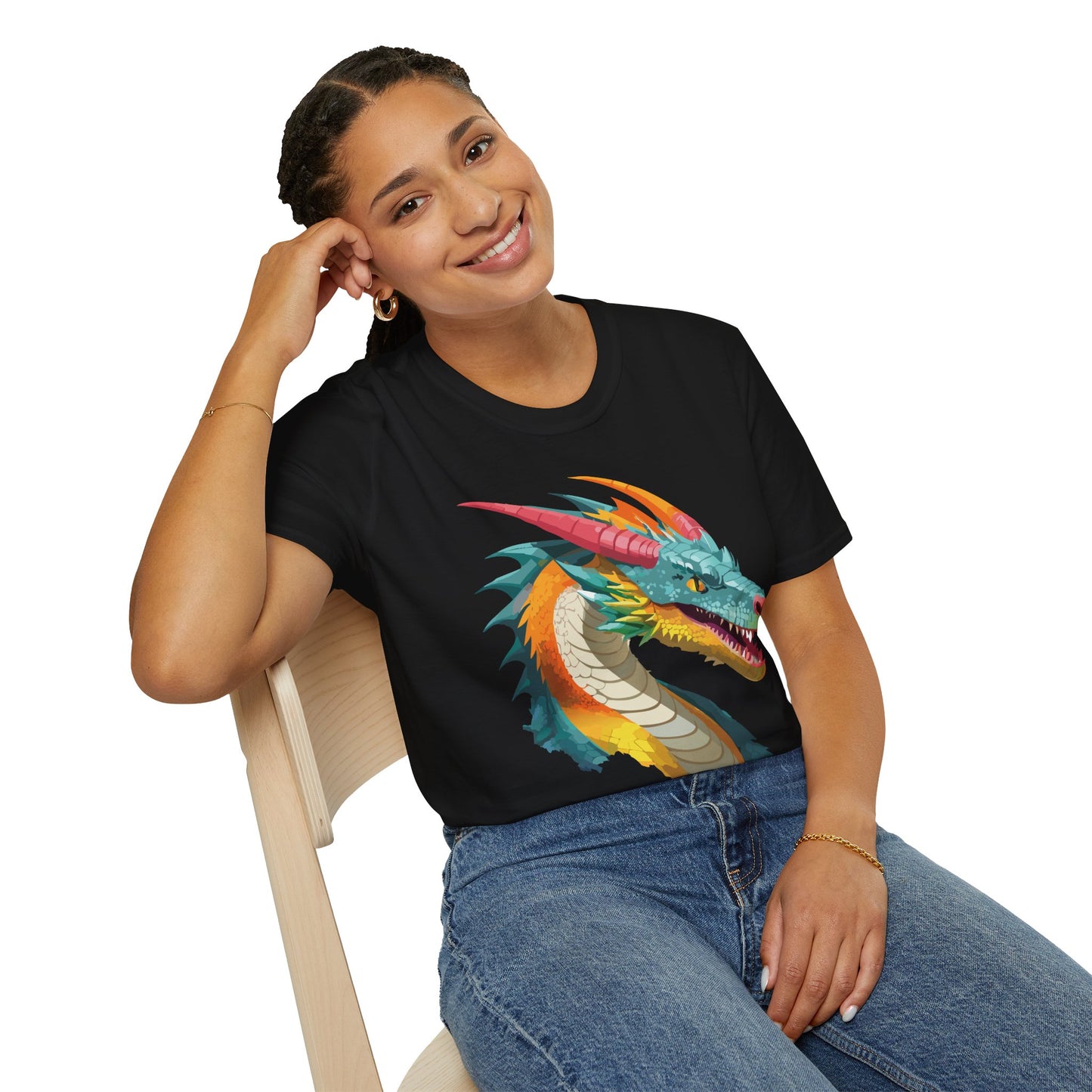 Dragon T Shirt Unisex Softstyle Art Design Tee With Animals Theme Gildan 64000 Premium Quality