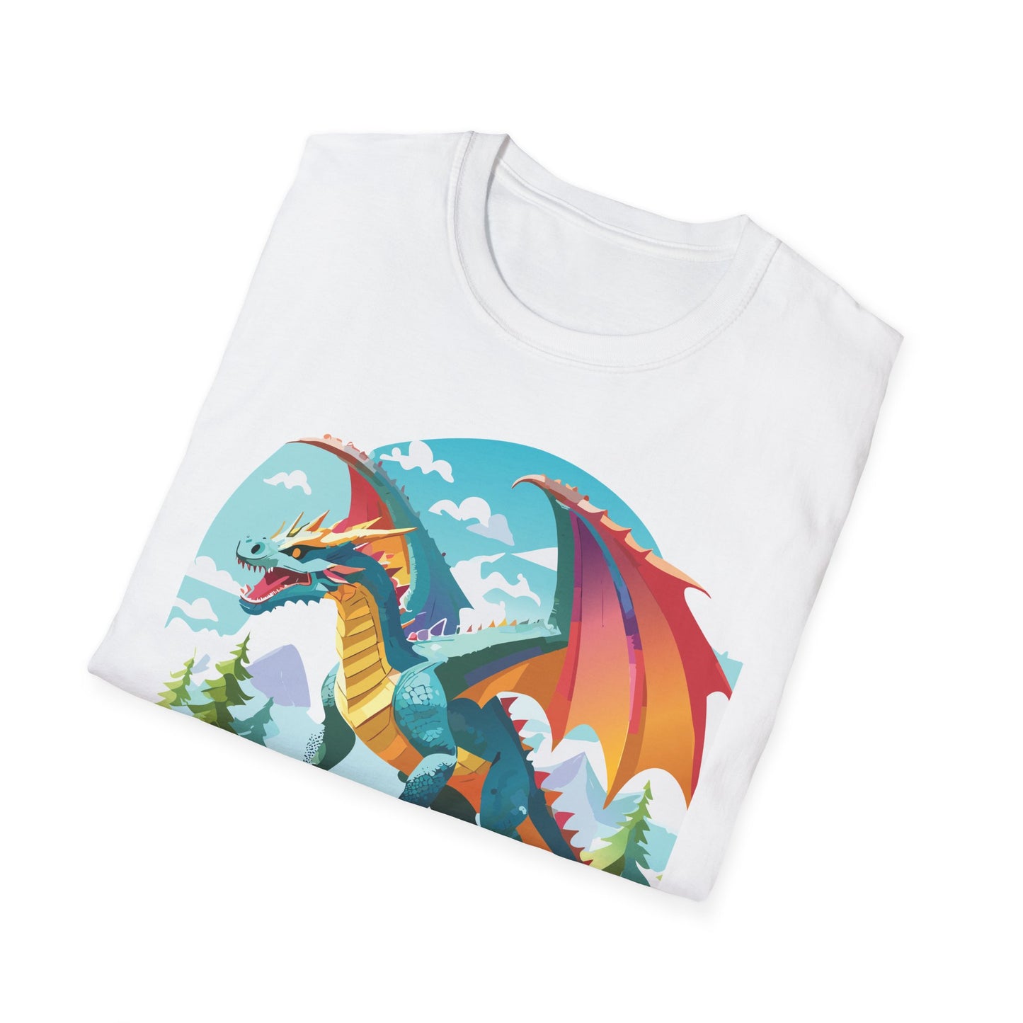 Dragon Graphic Tee Unisex Softstyle 100 Percent Ring Spun Cotton Animal Art Print Shirt