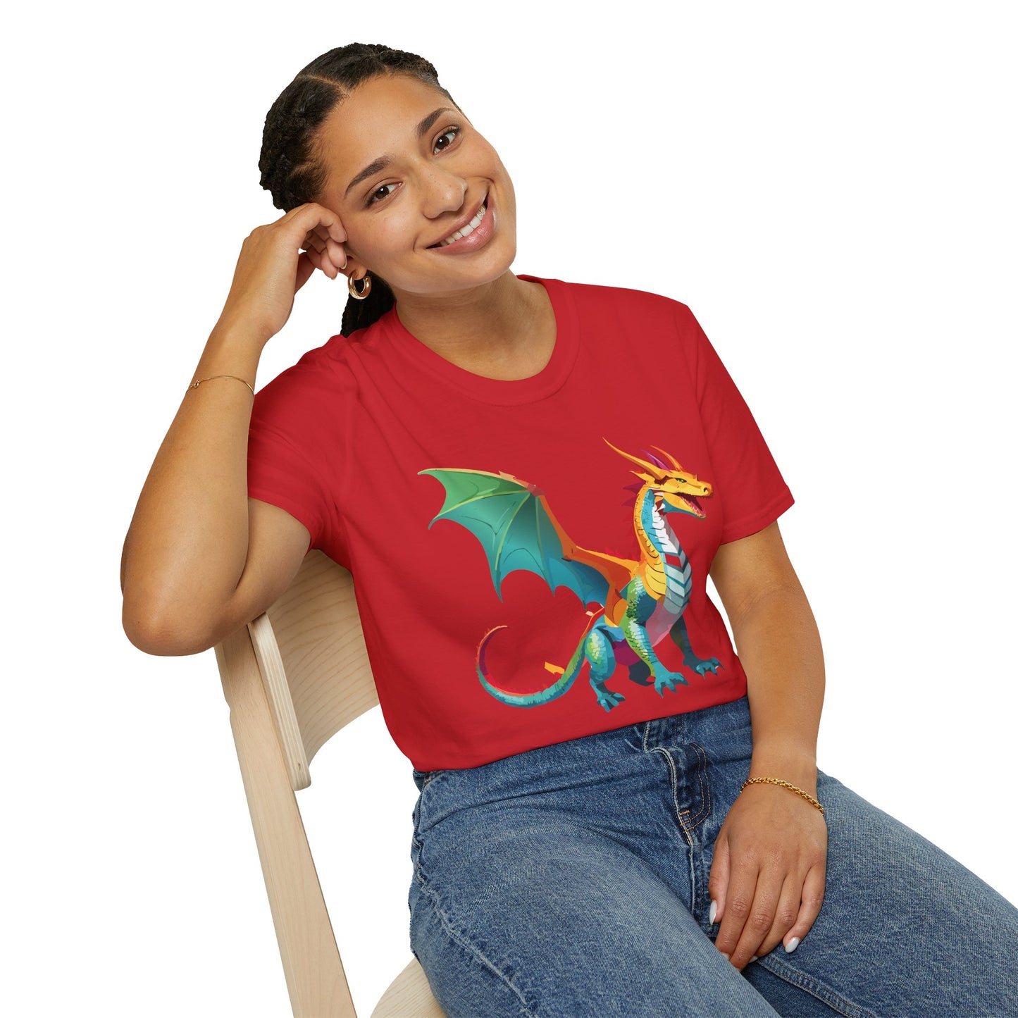 Dragon T Shirt Unisex Animal Design Tee Softstyle Gildan 64000 100 Percent Ring Spun Cotton