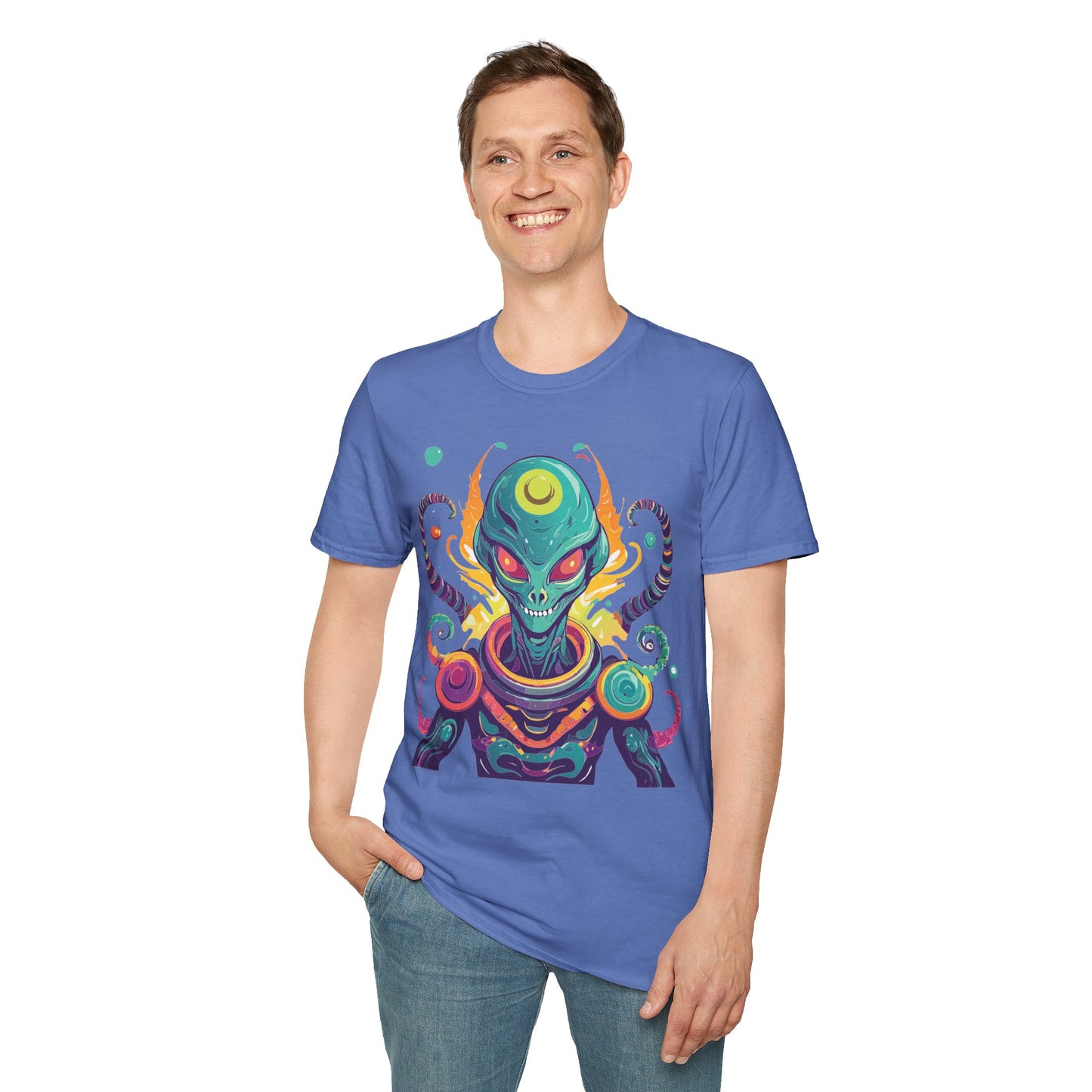 Alien Cosmos Unisex T Shirt With Aliens Design Gildan Softstyle 64000 Comfortable Lightweight Tee