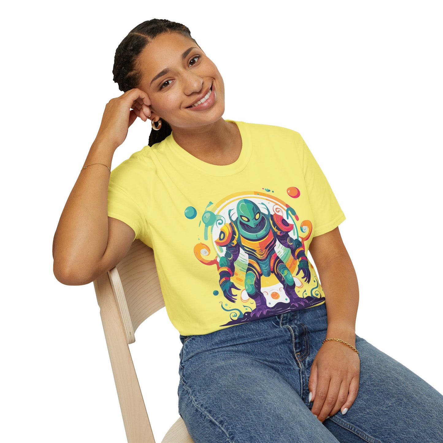 Cosmos Alien T Shirt Unisex Softstyle 64000 with Art Design Durable Comfort Artwork Tee