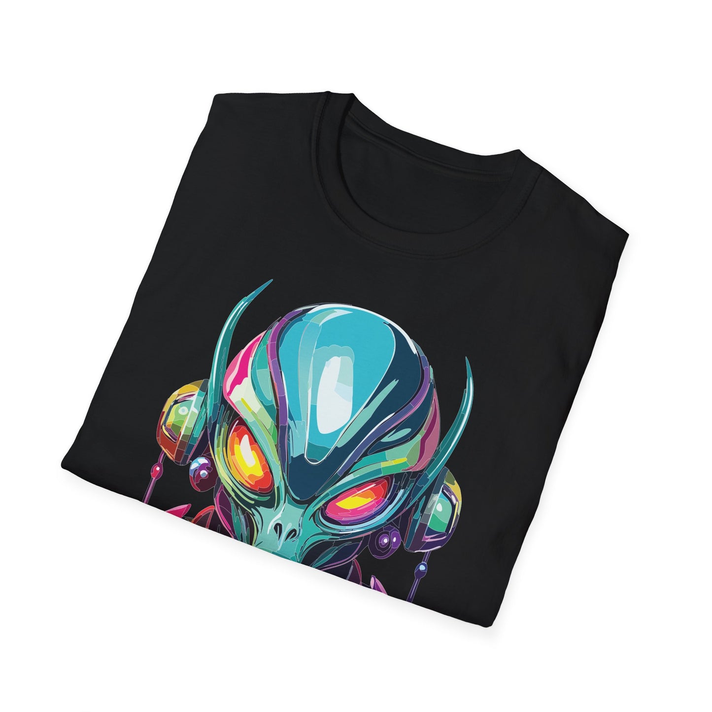 Alien Cosmos Unisex Cotton T Shirt With Alien Artwork Softstyle Ring Spun Cotton 64000