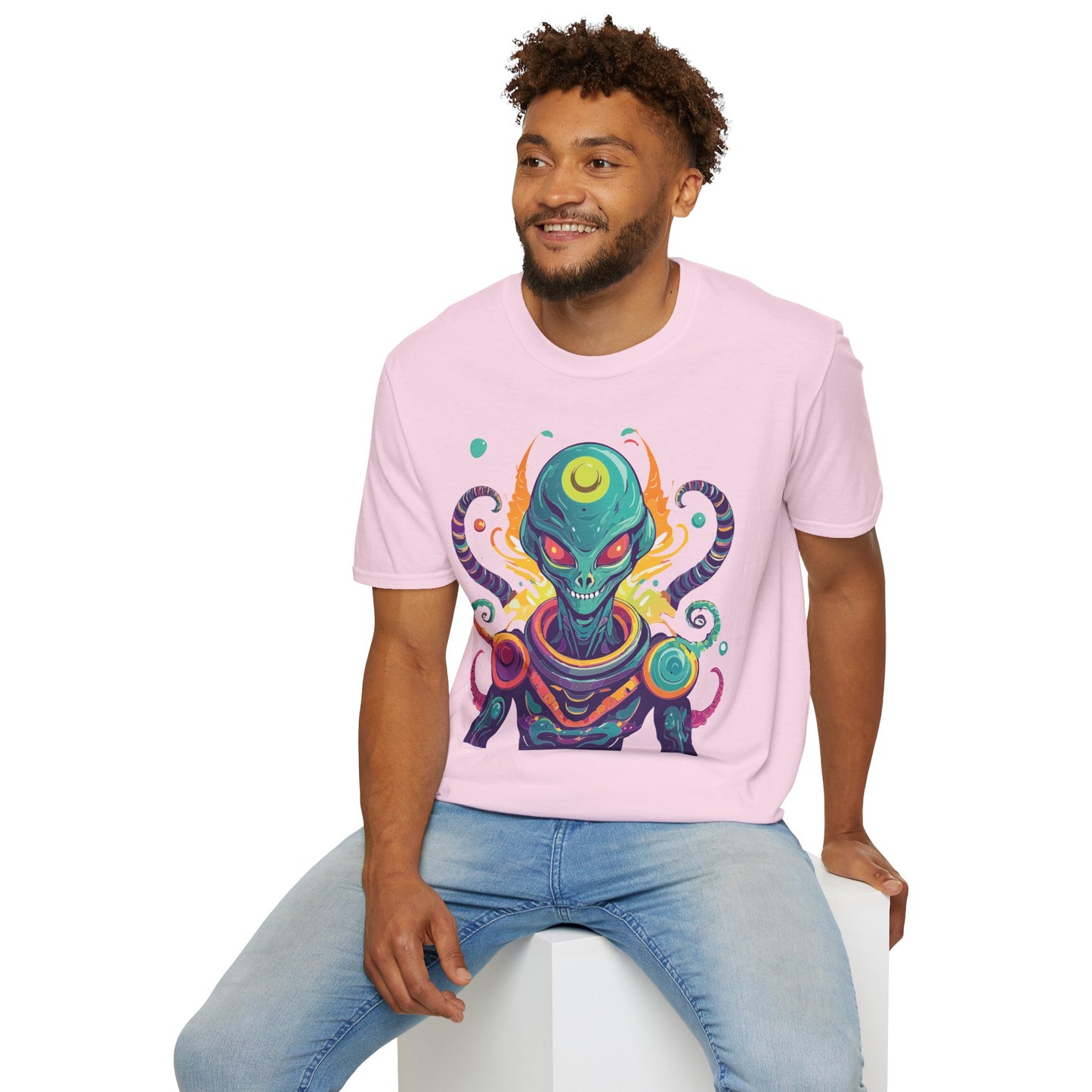 Alien Cosmos Unisex T Shirt With Aliens Design Gildan Softstyle 64000 Comfortable Lightweight Tee