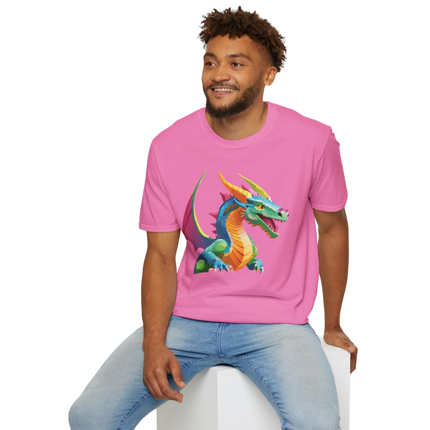 Unisex Dragon Graphic Tee Softstyle Short Sleeve T Shirt Made From Ring Spun Cotton