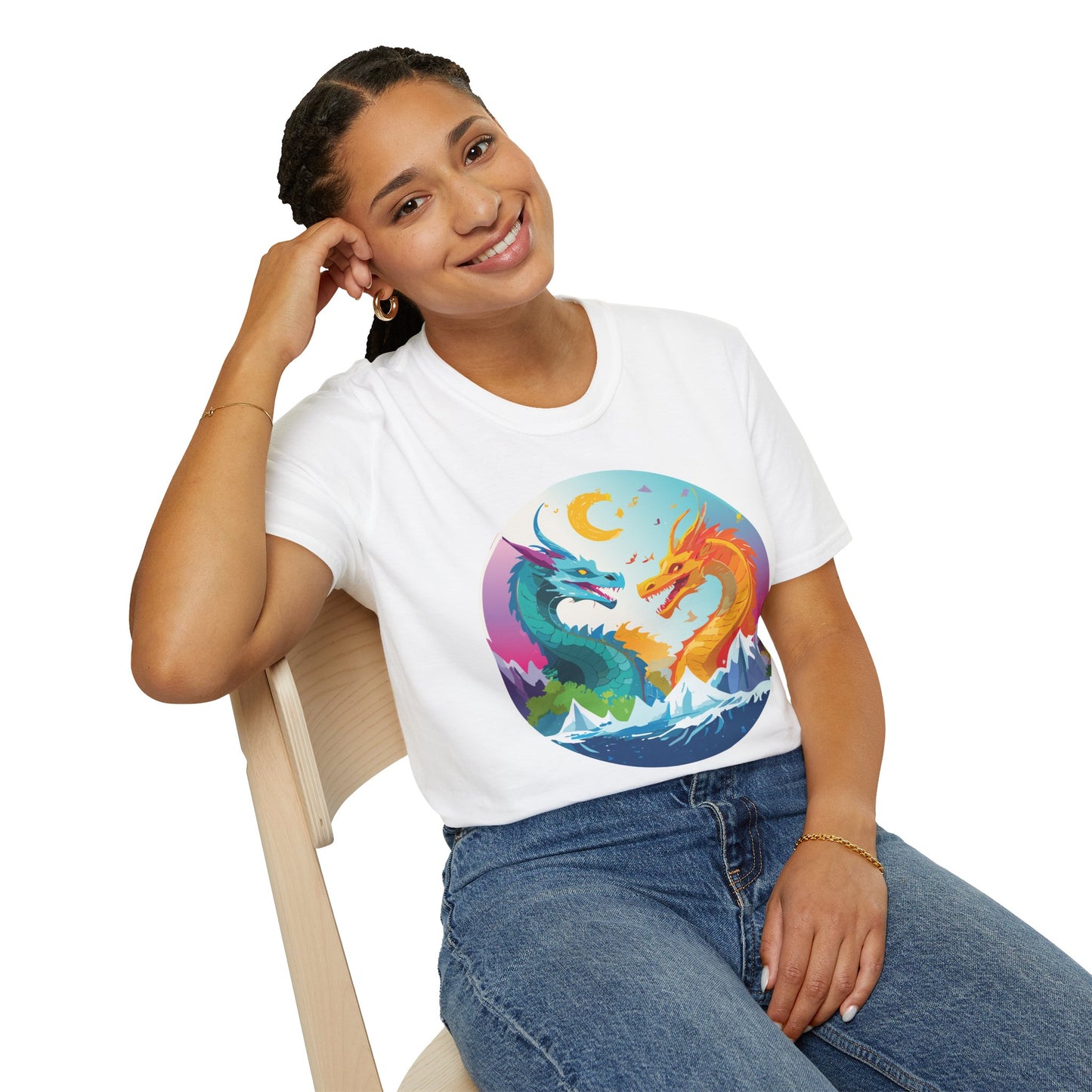 Dragon T Shirt Unisex Gildan Softstyle 64000 Tee Dragon Artwork Animal Print Shirt