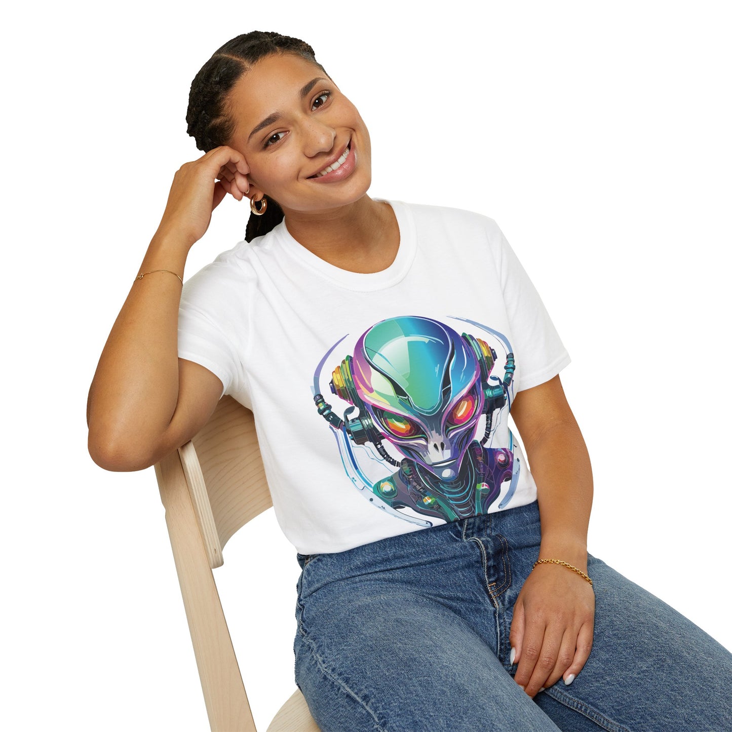 Alien Cosmos T Shirt Unisex Softstyle 64000 Tee With Alien Space Design 100 Percent Ringspun Cotton