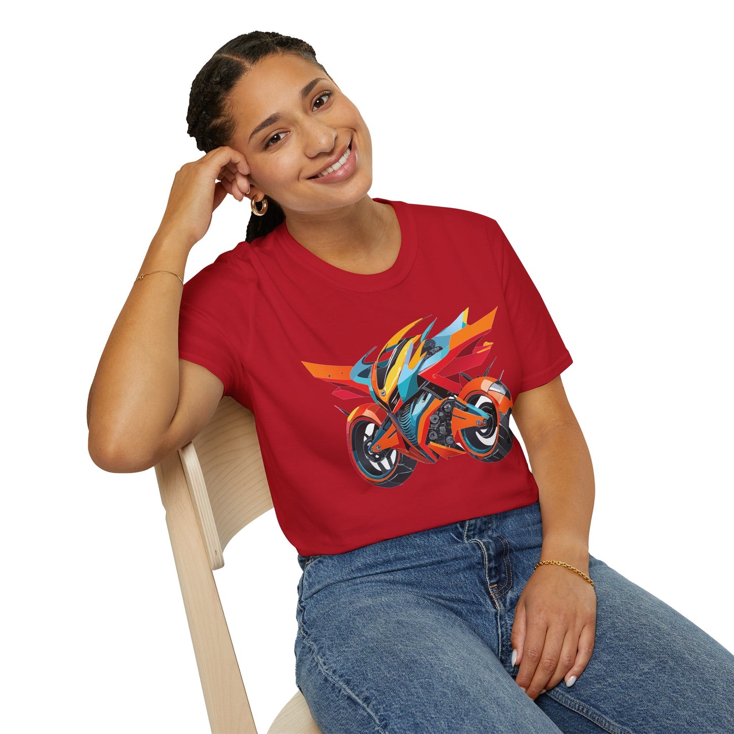 Unisex Bike T Shirt With Motorcycle Art Design Graphic Tee Softstyle 64000 Cotton