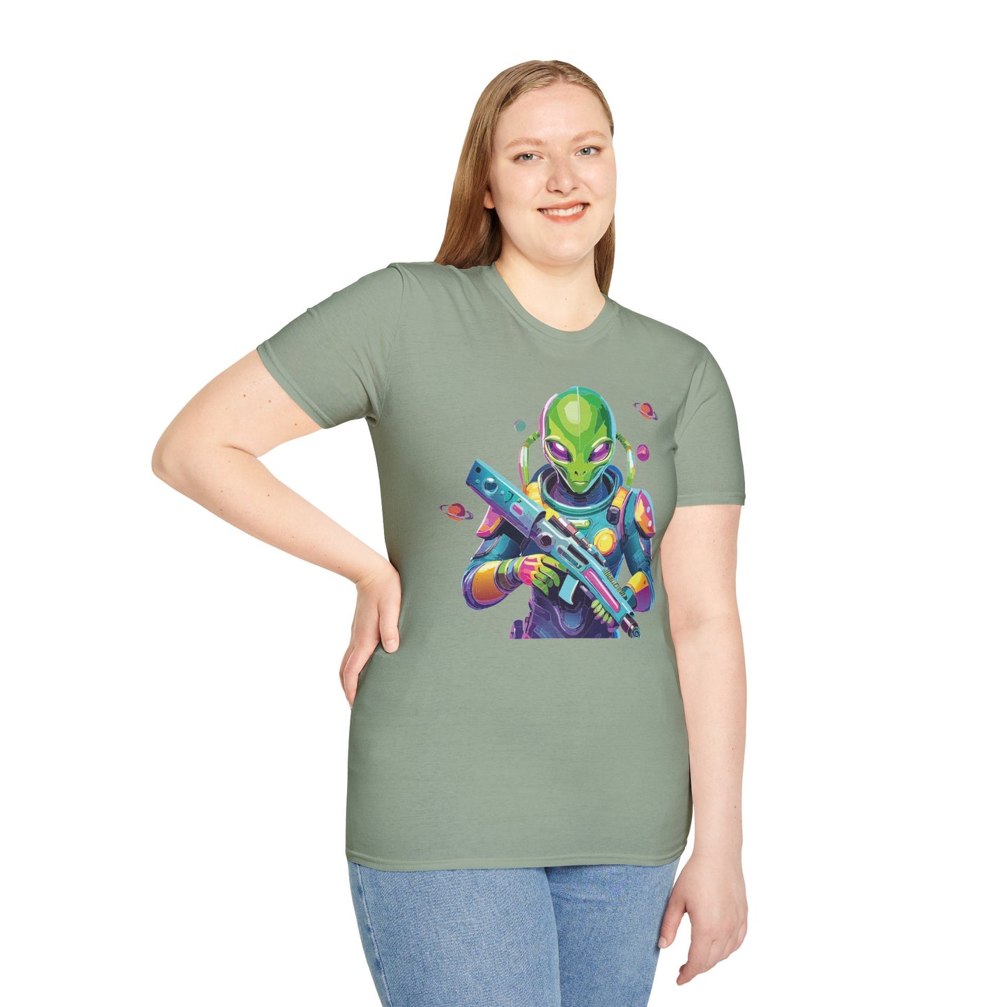 Alien Cosmos T Shirt Unisex Gildan Softstyle 64000 Art Design Tee For Everyday Comfort