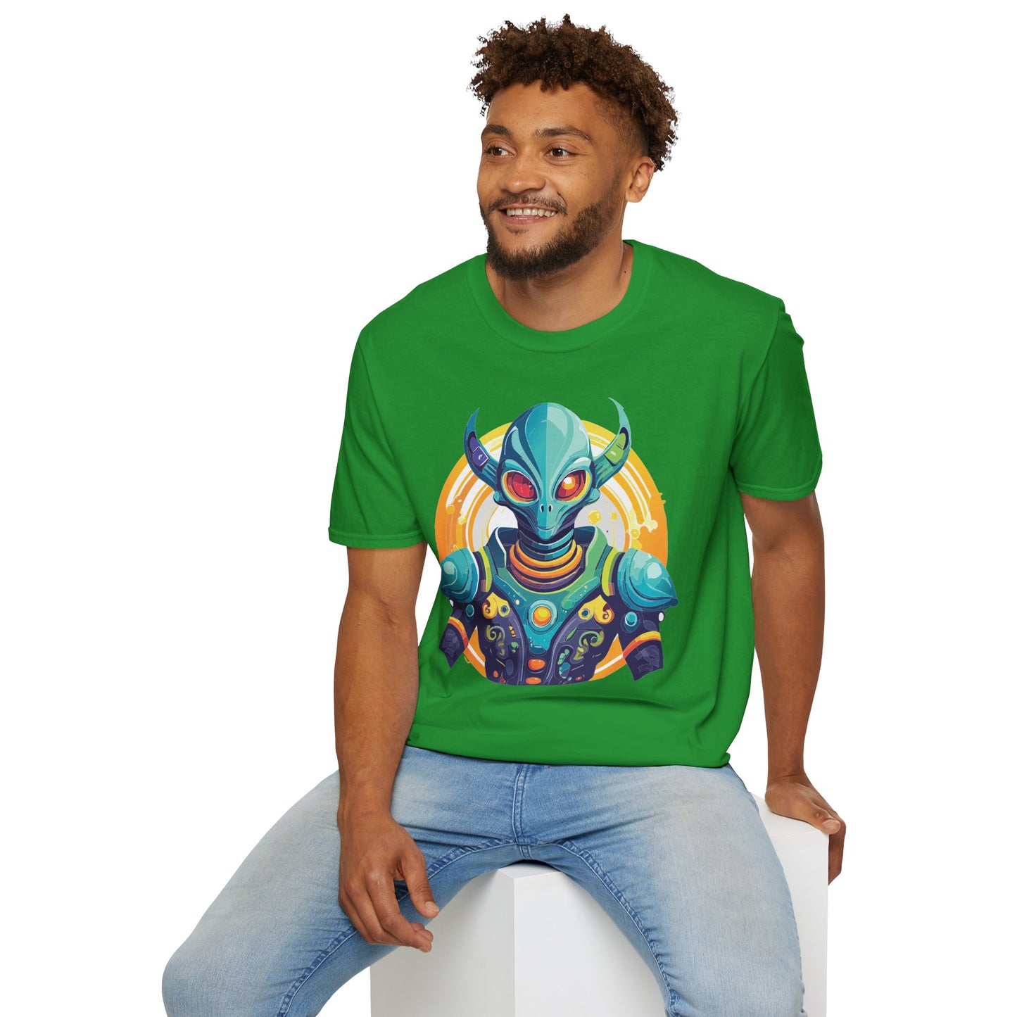 Alien T Shirt Cosmos Design Unisex Softstyle Cotton Tee With Aliens Art Graphic Print
