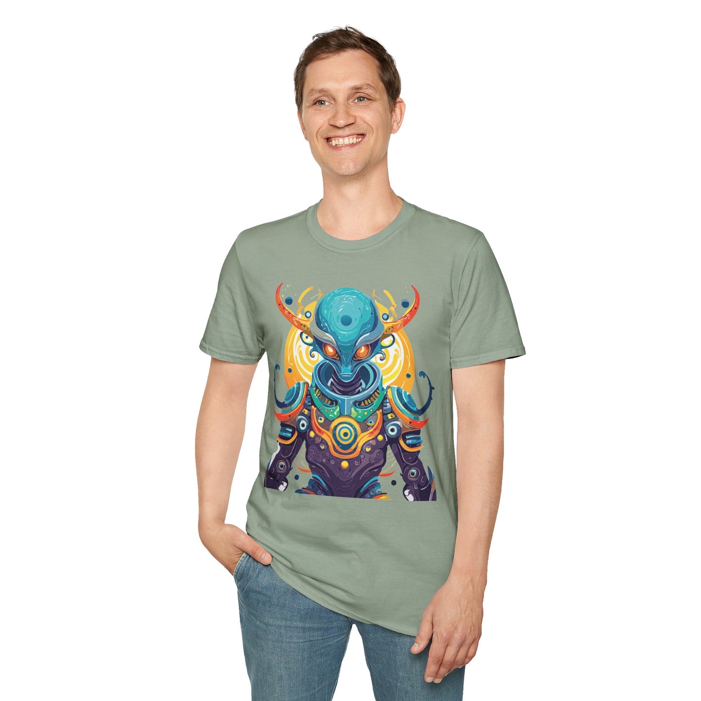 Alien T Shirt Cosmos Shirt Unisex Short Sleeve Tee With Alien Art Design Ring Spun Cotton