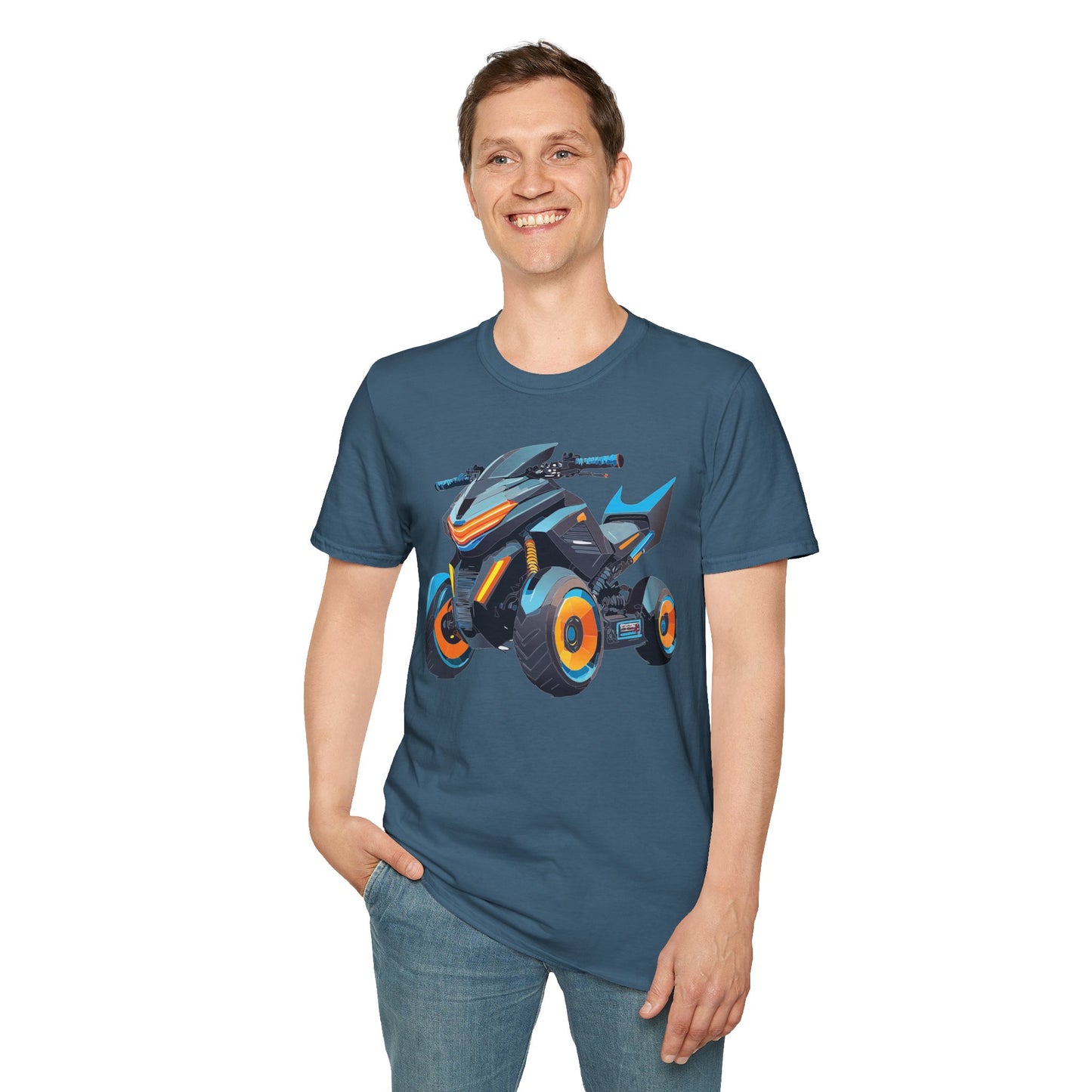 Unisex Motorcycle Art Design T Shirt Softstyle 64000 MTB Graphic Tee For Riders