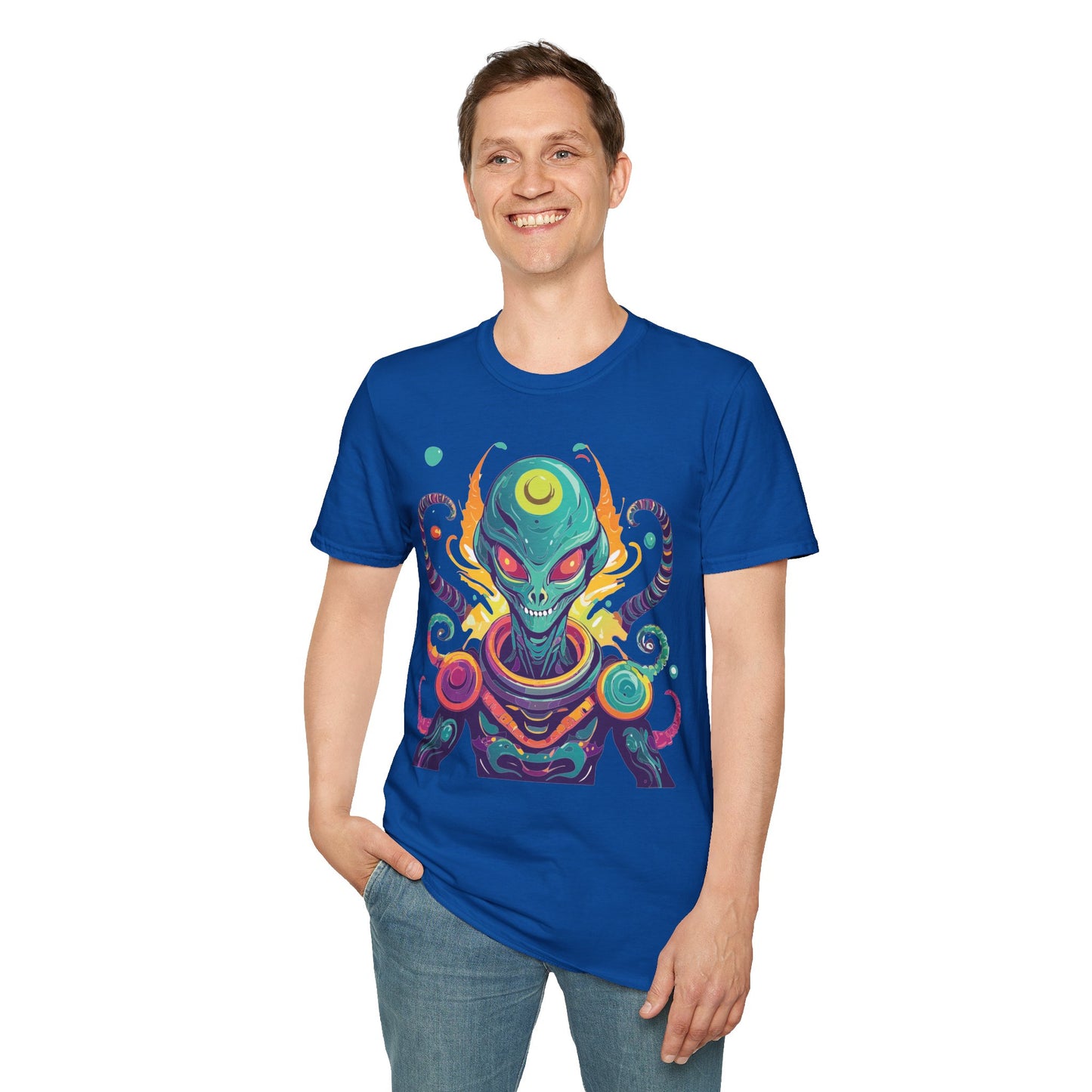 Alien Cosmos Unisex T Shirt With Aliens Design Gildan Softstyle 64000 Comfortable Lightweight Tee