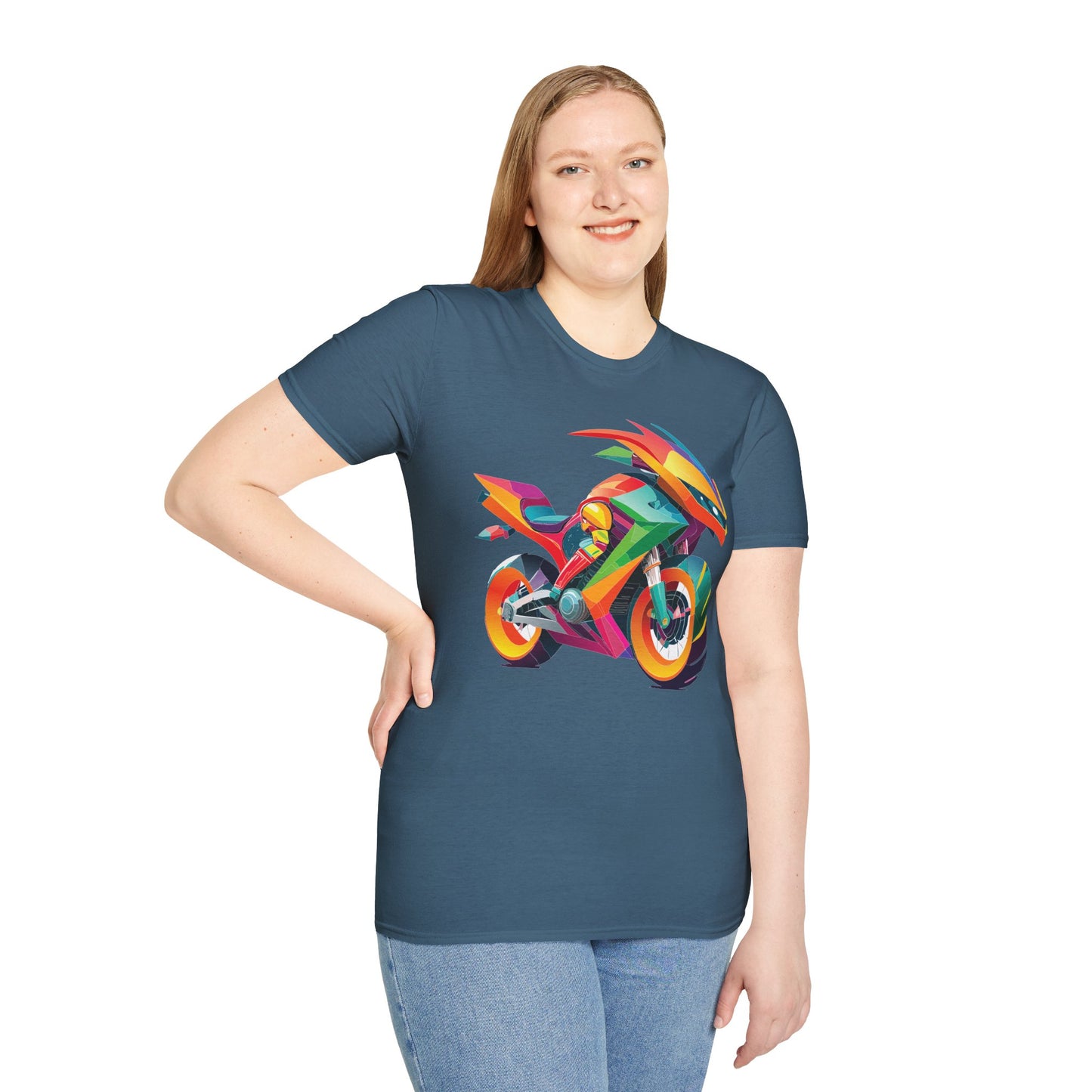 Unisex Bike T Shirt With Motorcycle Artwork Premium Cotton MTB Tee Softstyle 64000