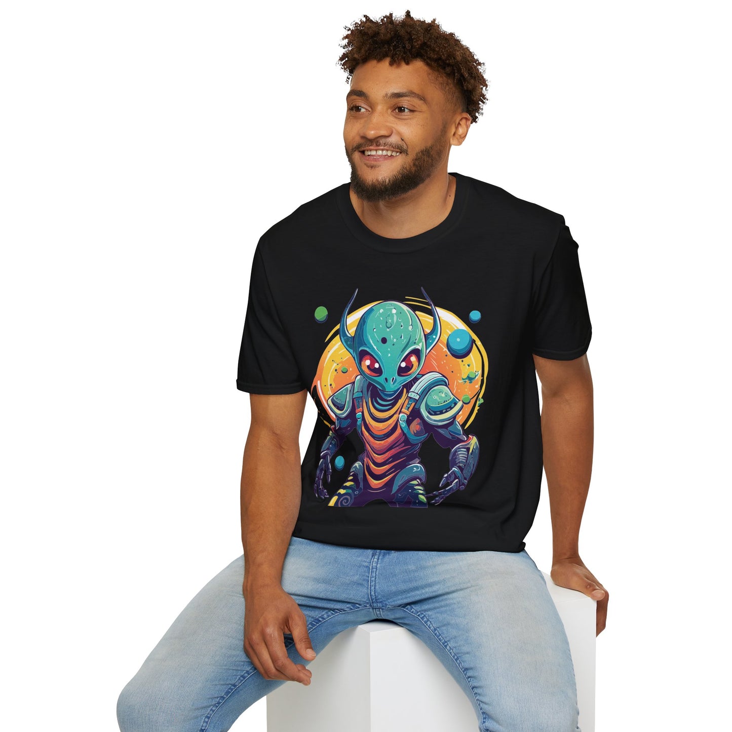 Alien Cosmos Shirt Unisex Softstyle Tee With Alien Art Design Space Theme Graphic Tee