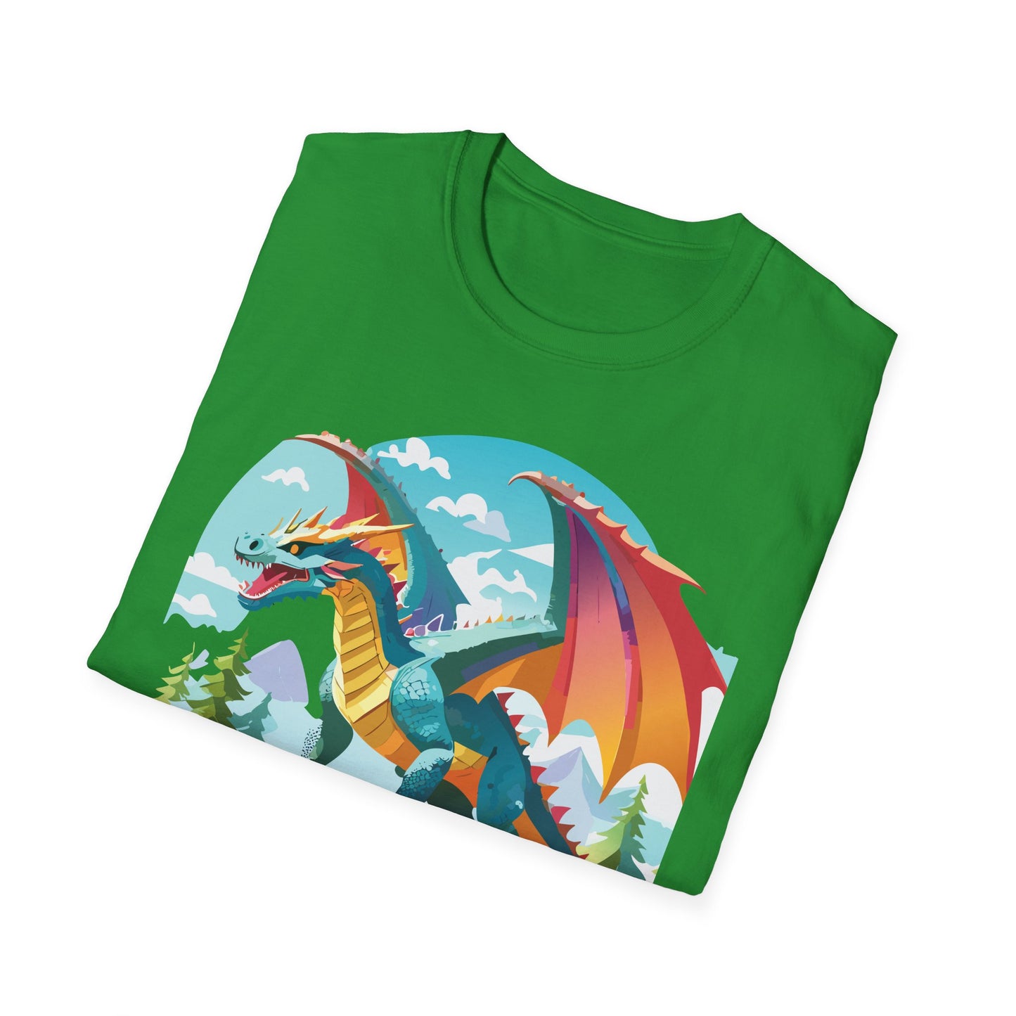 Dragon Graphic Tee Unisex Softstyle 100 Percent Ring Spun Cotton Animal Art Print Shirt