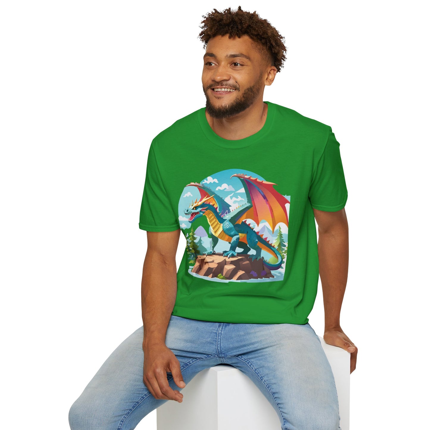 Dragon Graphic Tee Unisex Softstyle 100 Percent Ring Spun Cotton Animal Art Print Shirt