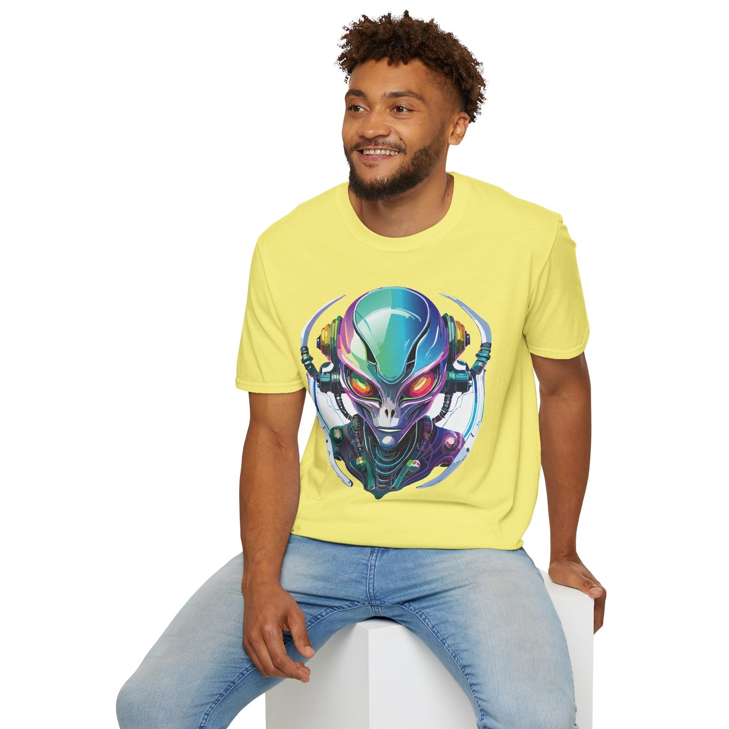 Alien Cosmos T Shirt Unisex Softstyle 64000 Tee With Alien Space Design 100 Percent Ringspun Cotton