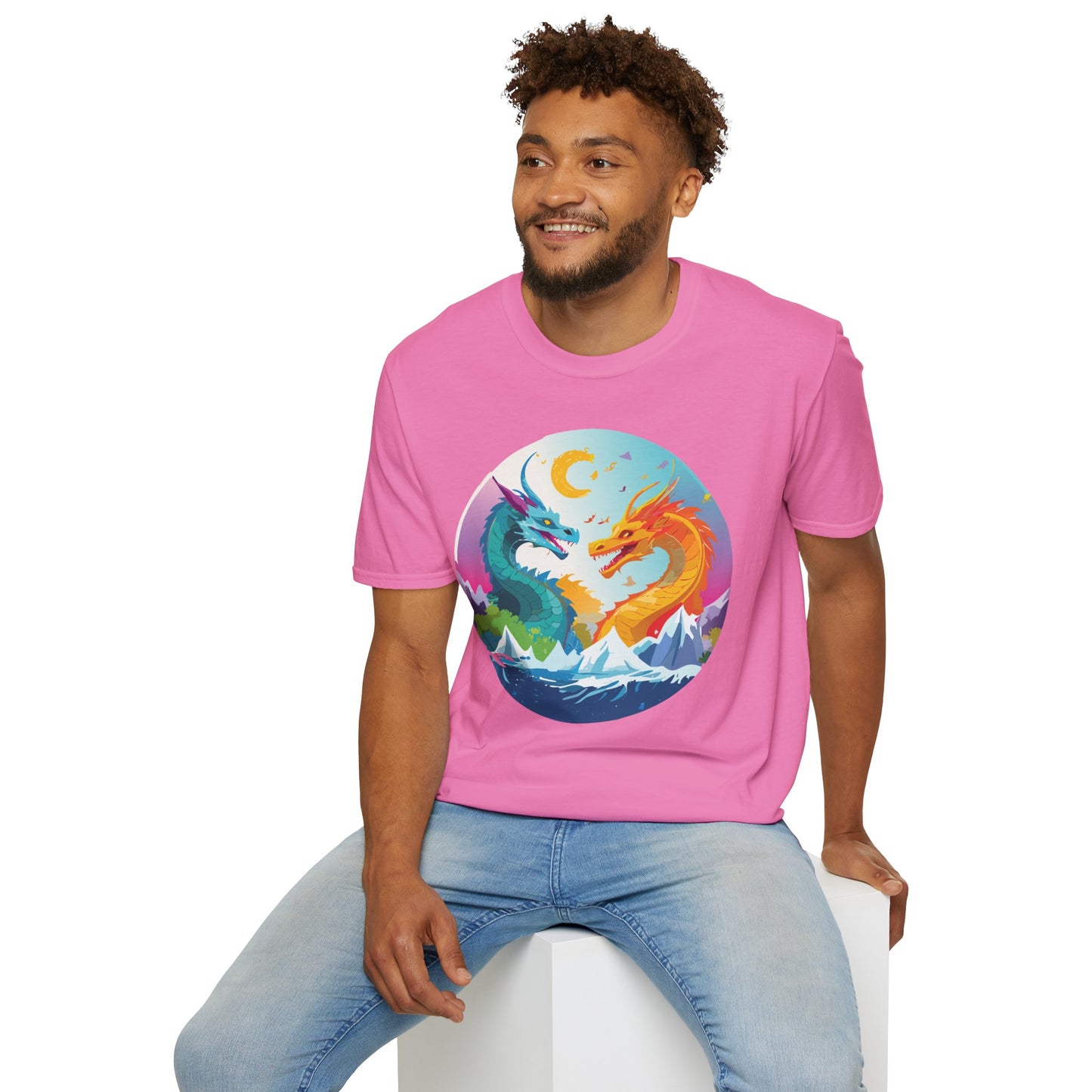 Dragon T Shirt Unisex Gildan Softstyle 64000 Tee Dragon Artwork Animal Print Shirt