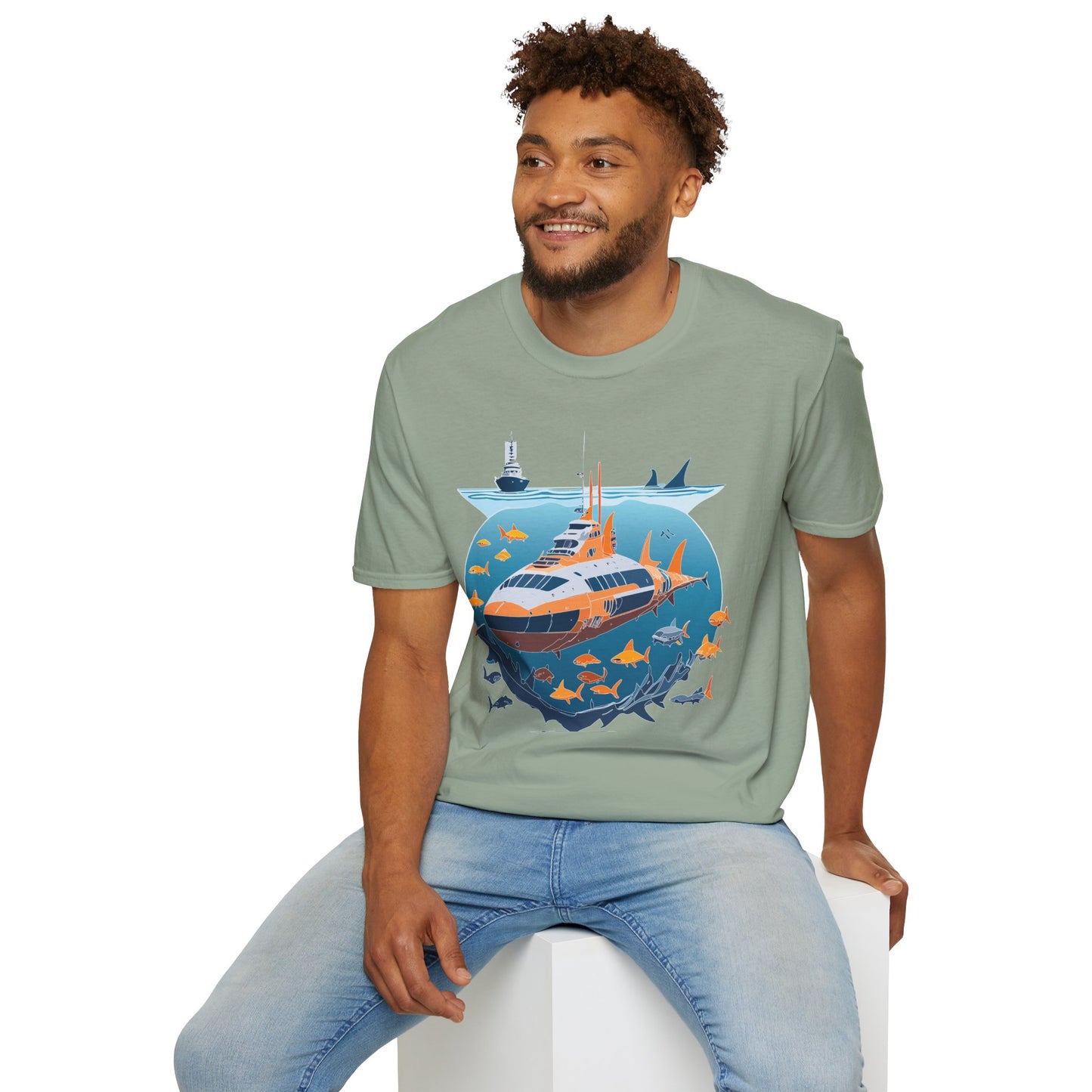 Ocean Tee Shirt, Ocean Shirt, Shirt with Ocean, U boat Tees, Shirt with U-Boat