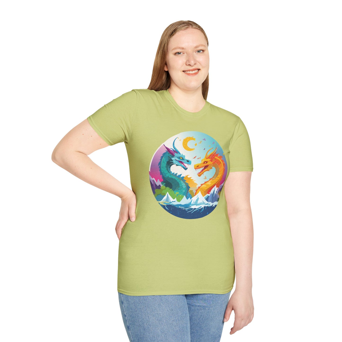 Dragon T Shirt Unisex Gildan Softstyle 64000 Tee Dragon Artwork Animal Print Shirt