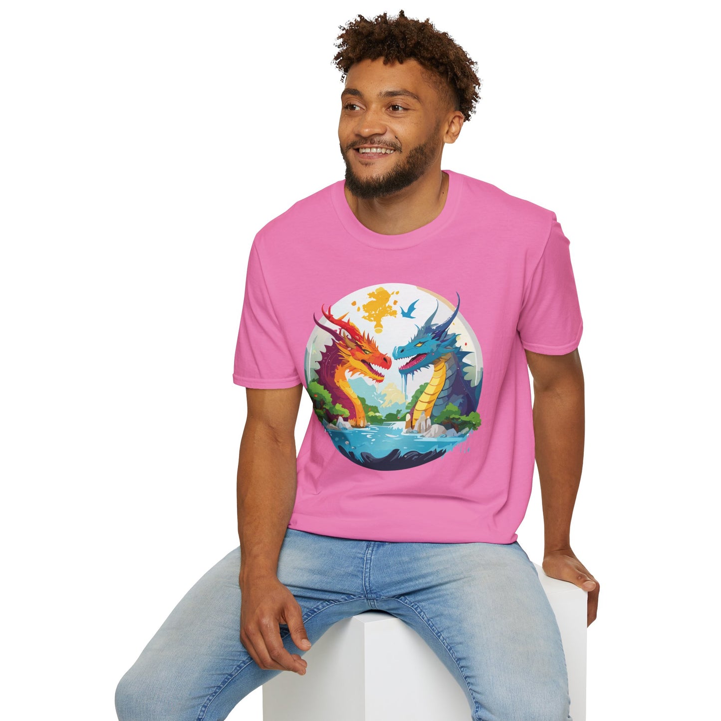 Dragon T Shirt Unisex Gildan Softstyle 64000 100 Percent Cotton Animal Print Tee Artwork
