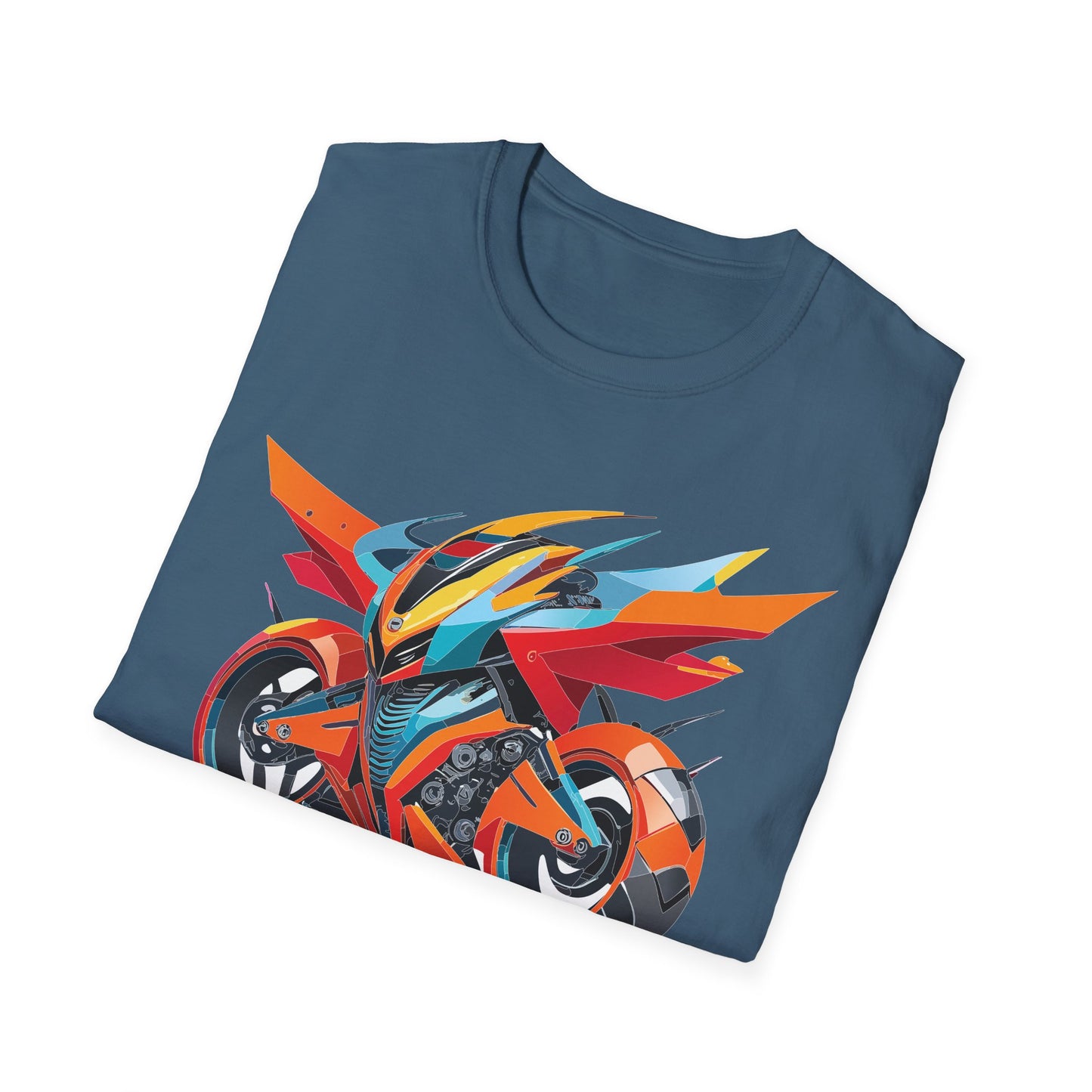 Unisex Bike T Shirt With Motorcycle Art Design Graphic Tee Softstyle 64000 Cotton