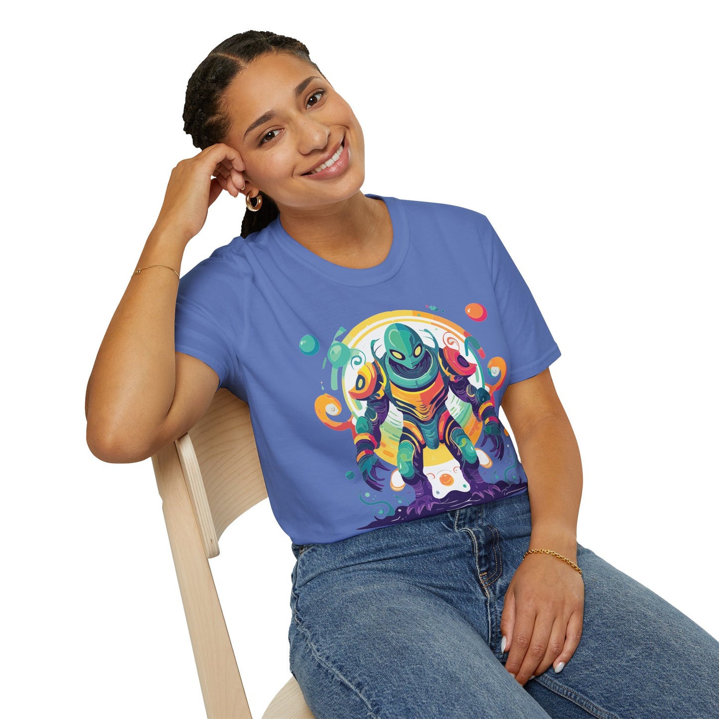 Cosmos Alien T Shirt Unisex Softstyle 64000 with Art Design Durable Comfort Artwork Tee