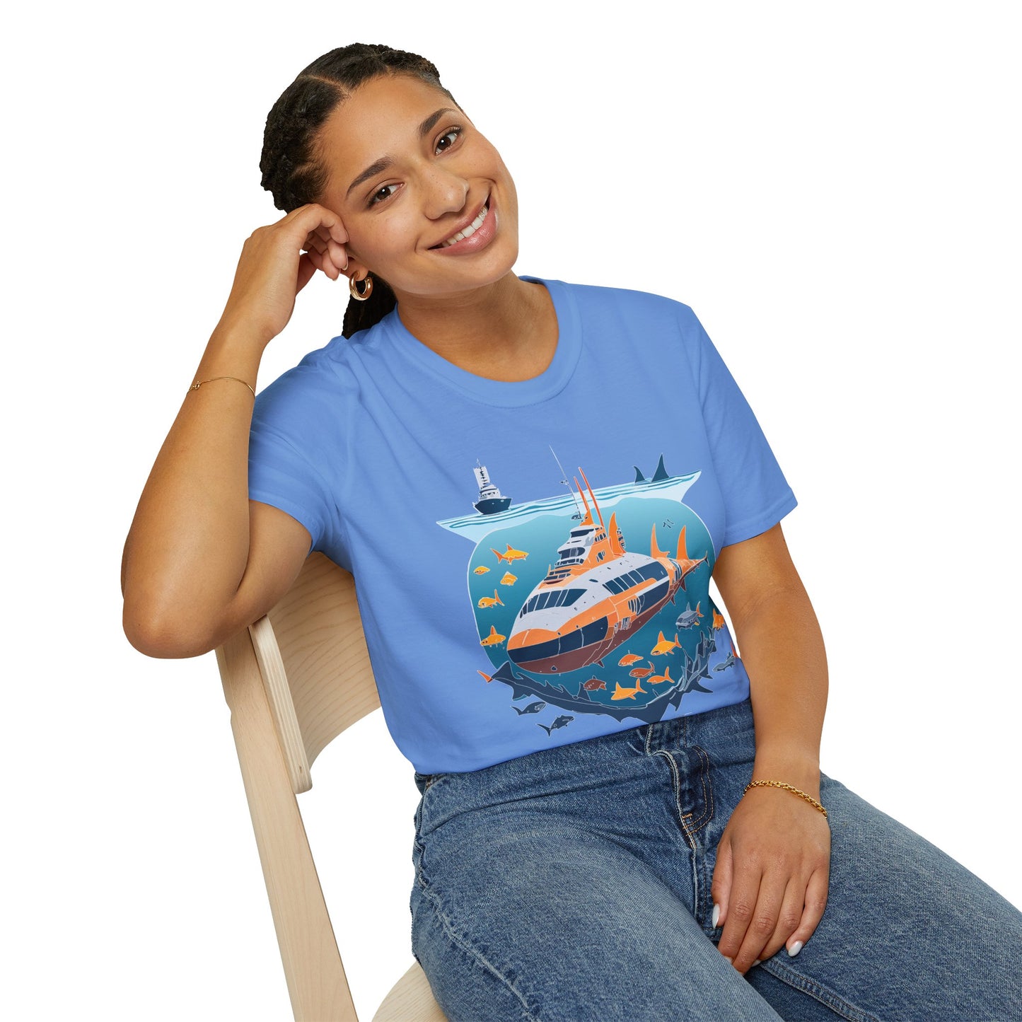 Ocean Tee Shirt, Ocean Shirt, Shirt with Ocean, U boat Tees, Shirt with U-Boat