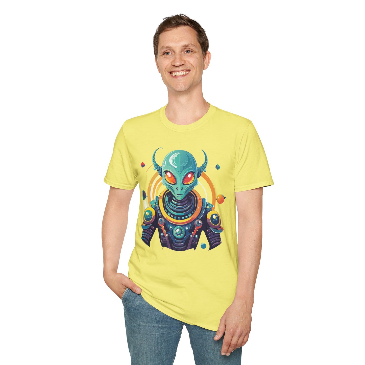 Alien Cosmos T Shirt Unisex Softstyle Cotton Tee With Alien Art Design Premium Comfort