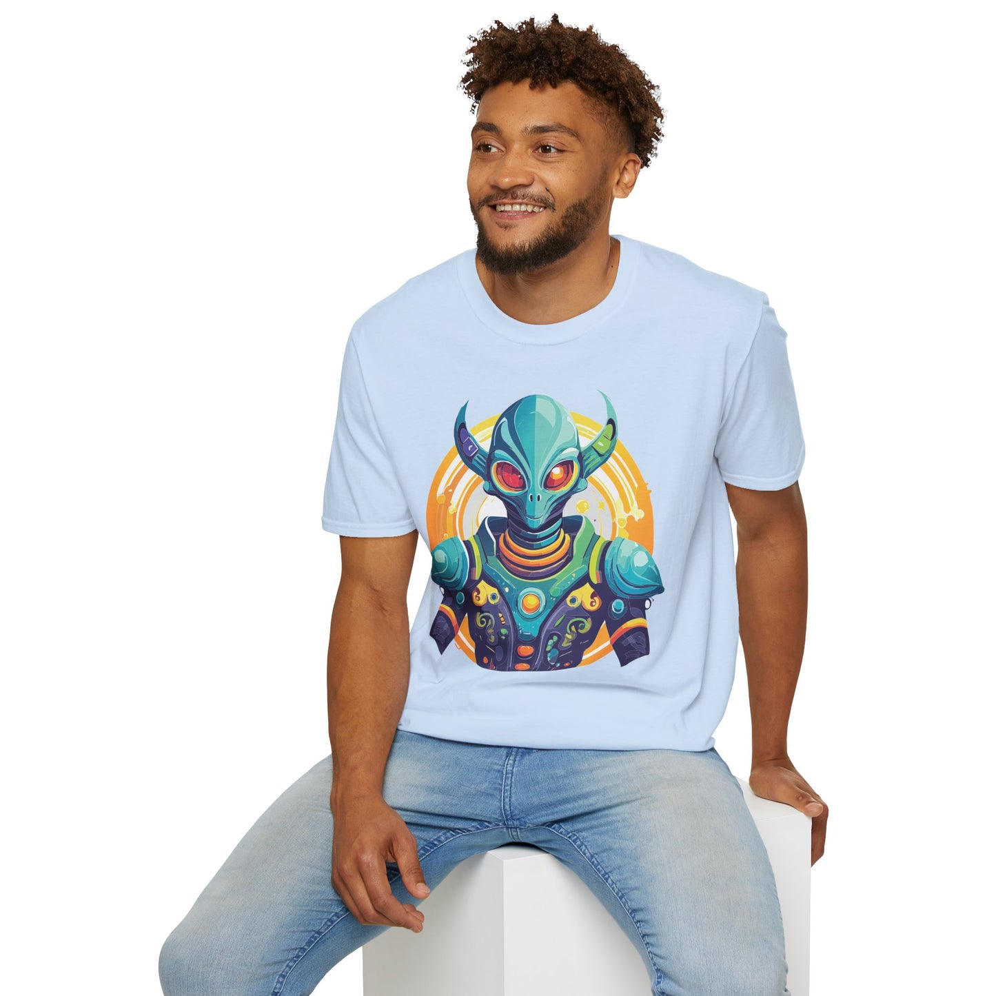 Alien T Shirt Cosmos Design Unisex Softstyle Cotton Tee With Aliens Art Graphic Print
