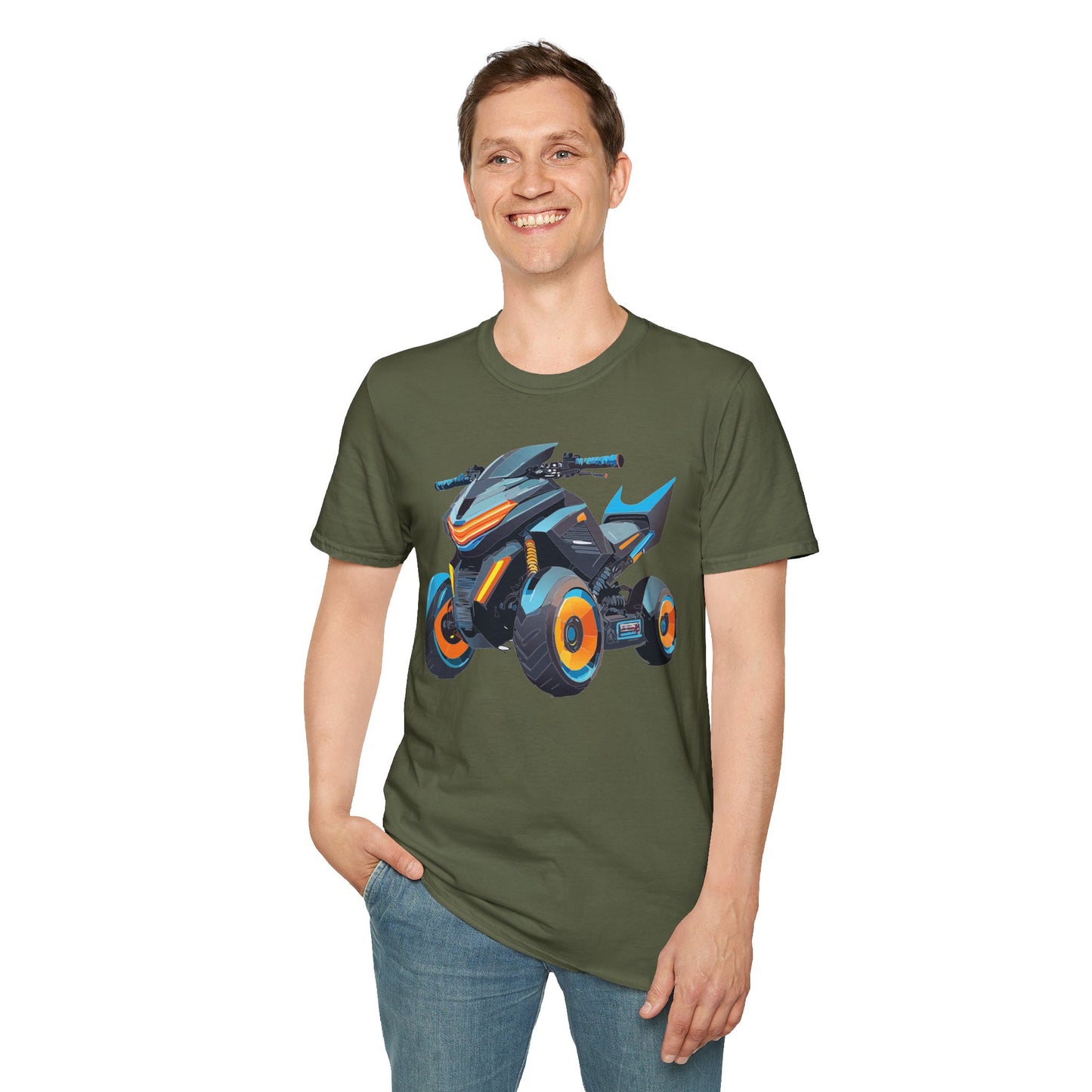 Unisex Motorcycle Art Design T Shirt Softstyle 64000 MTB Graphic Tee For Riders