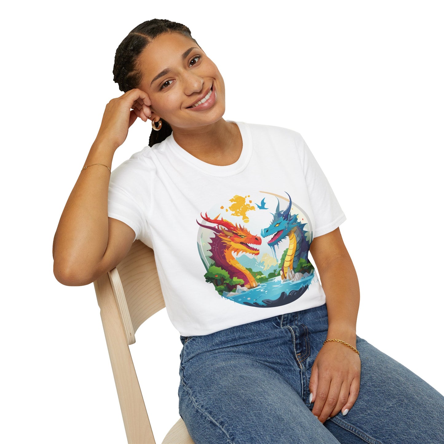 Dragon T Shirt Unisex Gildan Softstyle 64000 100 Percent Cotton Animal Print Tee Artwork