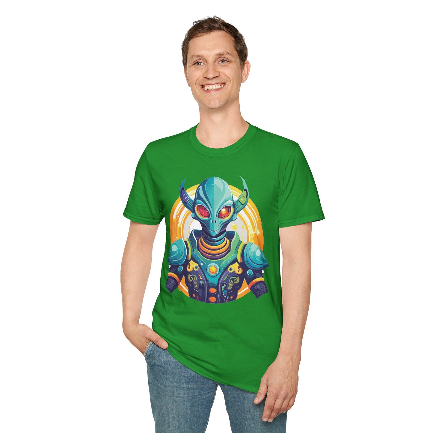 Alien T Shirt Cosmos Design Unisex Softstyle Cotton Tee With Aliens Art Graphic Print