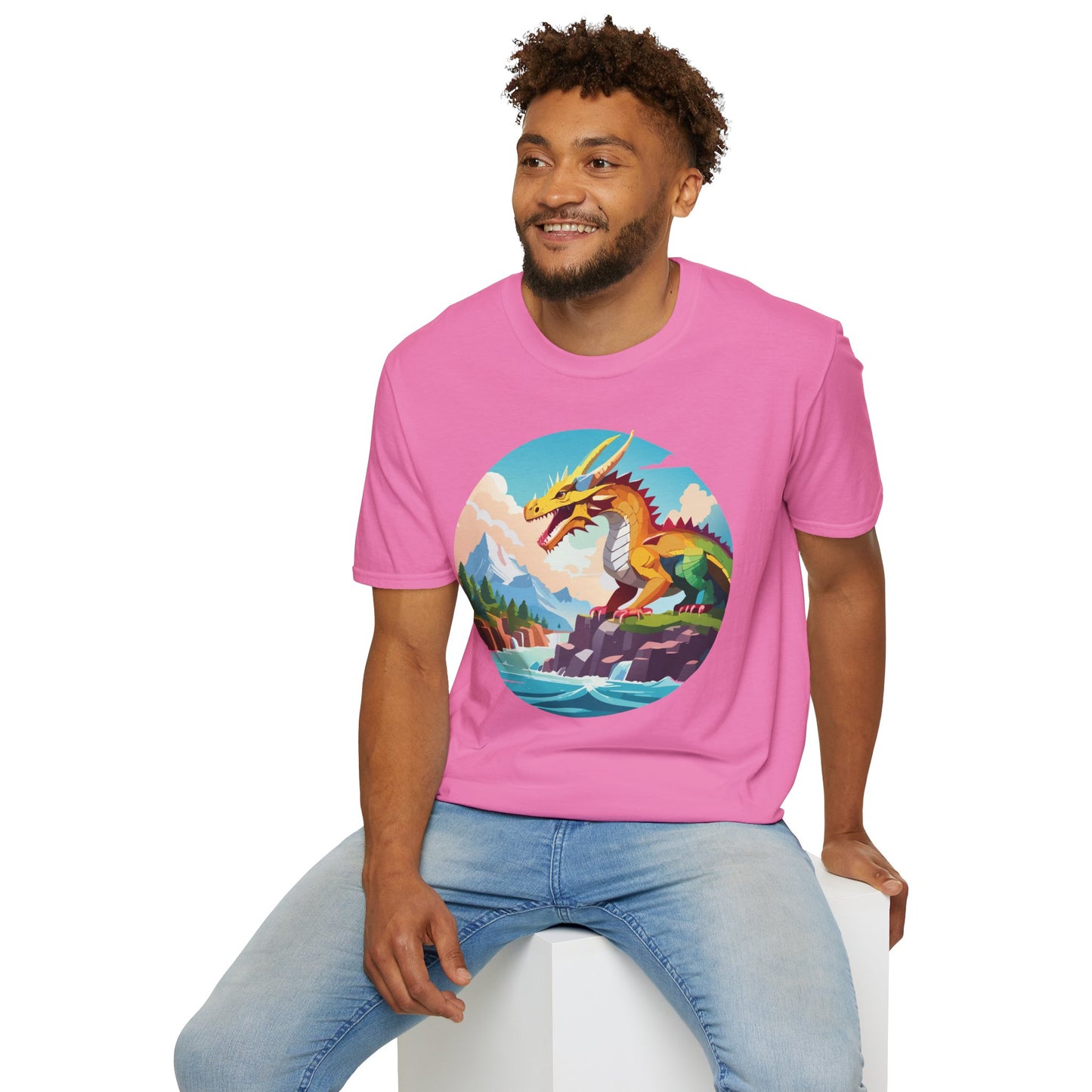 Dragon T Shirt Unisex Softstyle Cotton Tee With Colorful Animal Art Design For Everyday Wear