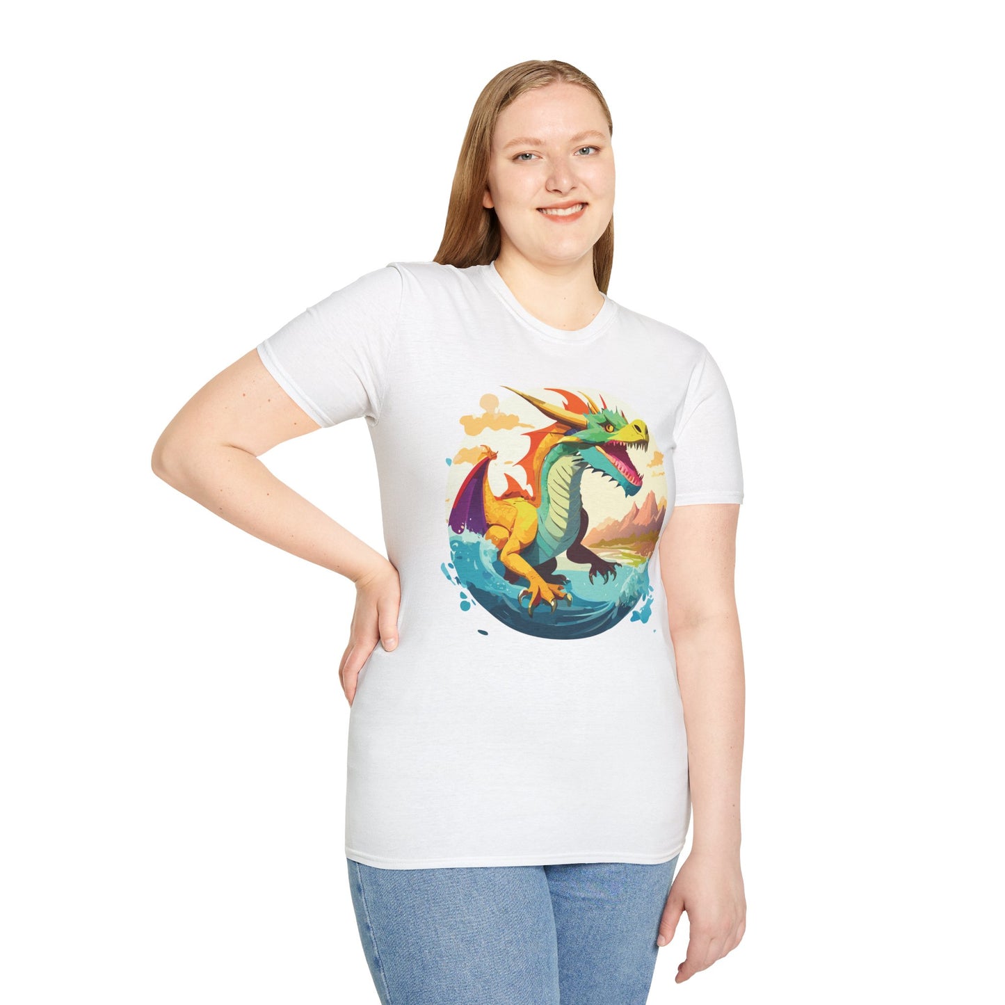 Dragon T Shirt Unisex Animal Print Dragon Shirt Gildan Softstyle Cotton Tee 64000