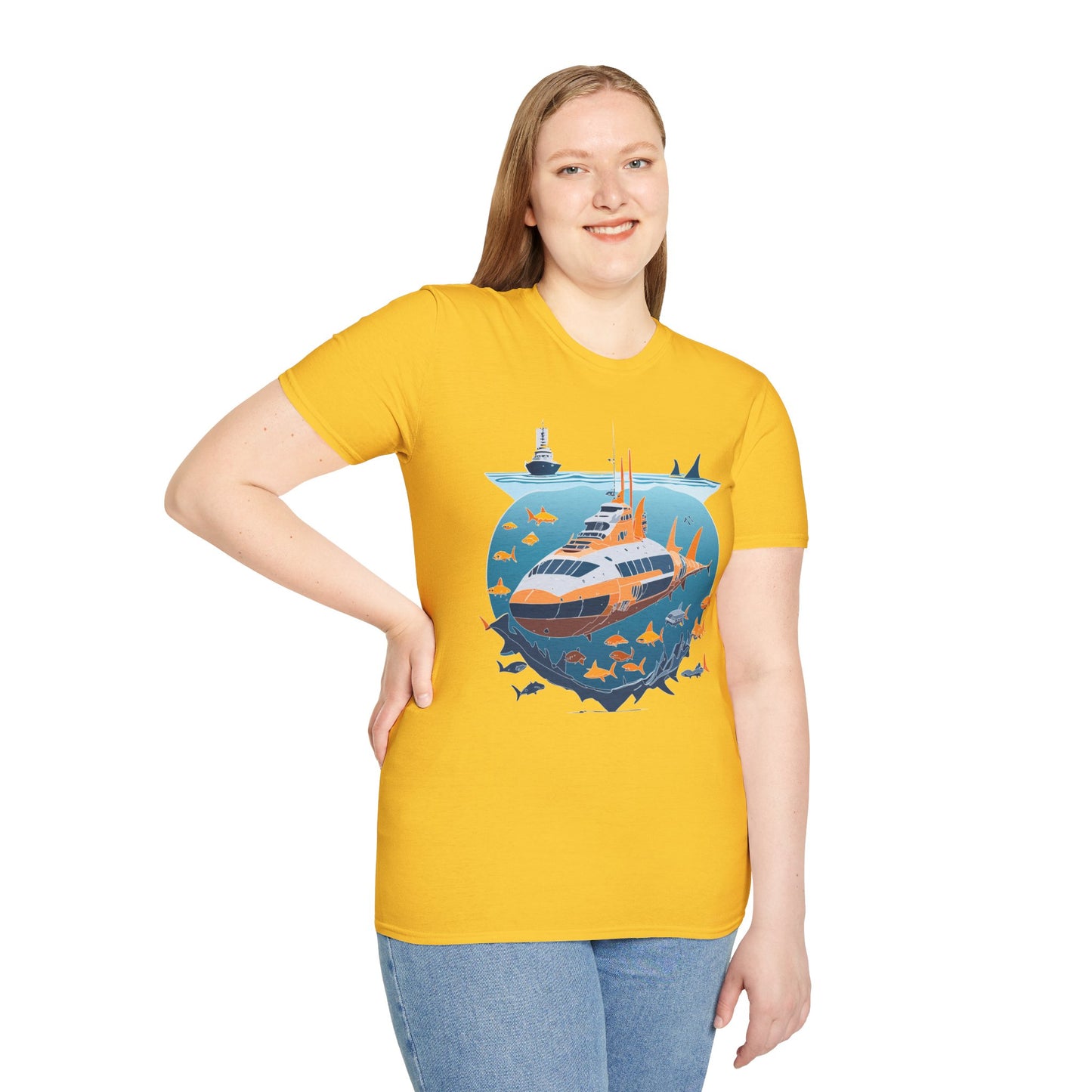 Ocean Tee Shirt, Ocean Shirt, Shirt with Ocean, U boat Tees, Shirt with U-Boat