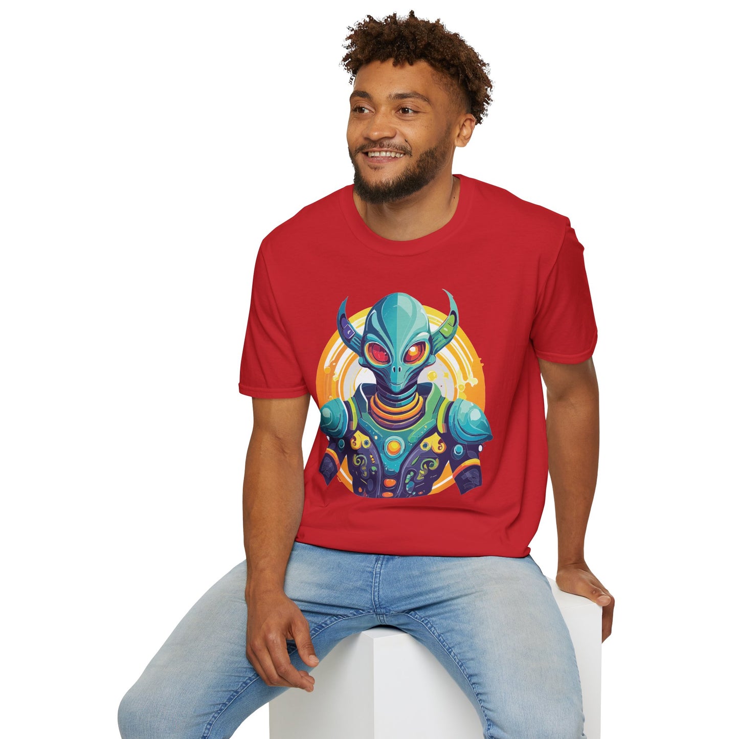 Alien T Shirt Cosmos Design Unisex Softstyle Cotton Tee With Aliens Art Graphic Print
