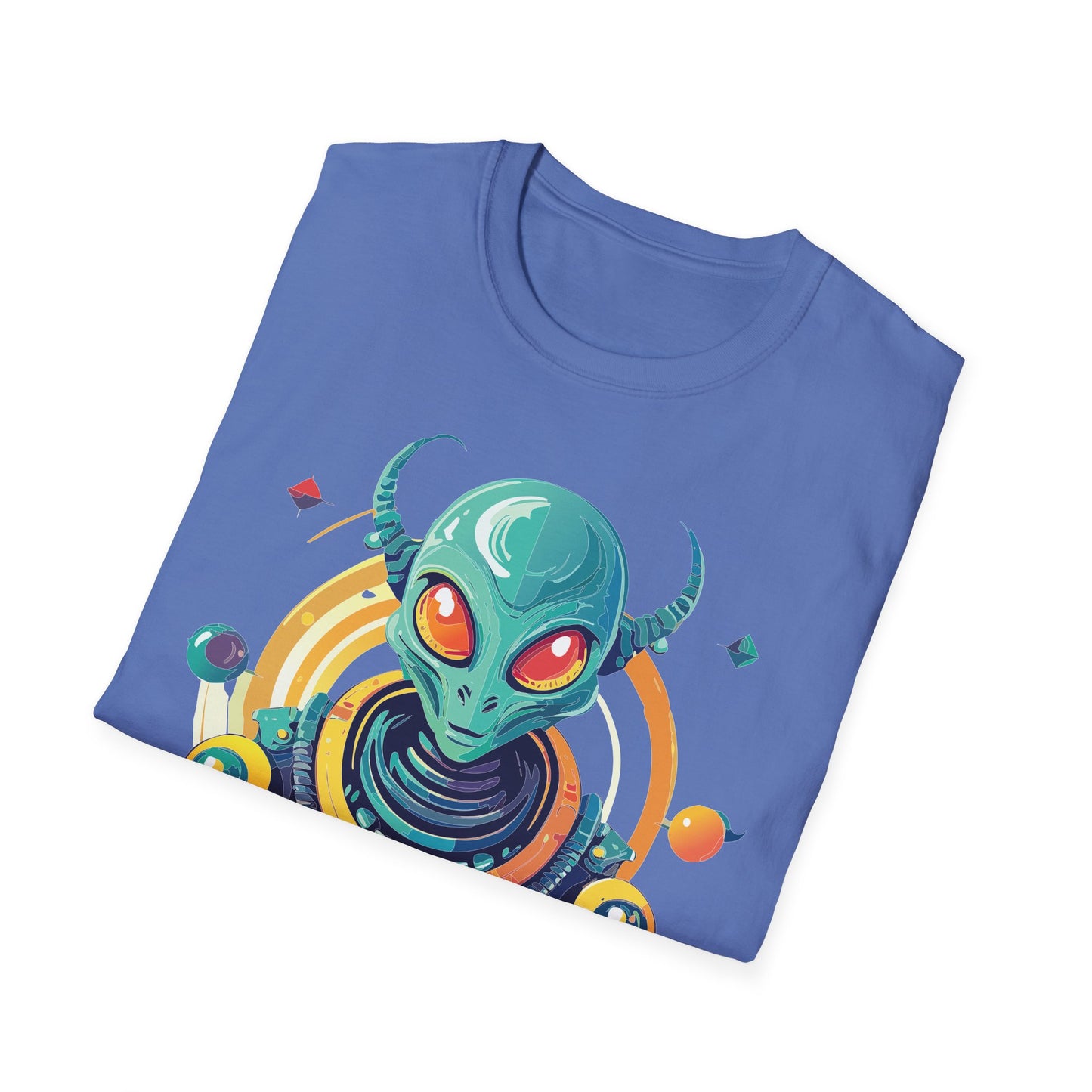 Alien Cosmos T Shirt Unisex Softstyle Cotton Tee With Alien Art Design Premium Comfort