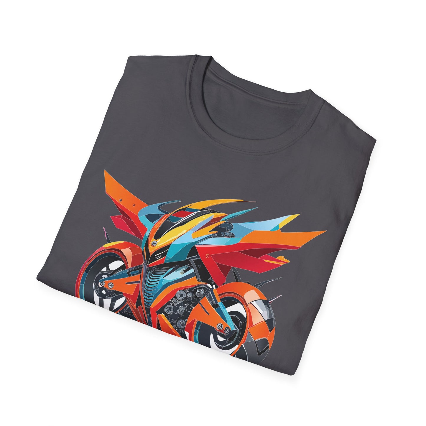 Unisex Bike T Shirt With Motorcycle Art Design Graphic Tee Softstyle 64000 Cotton