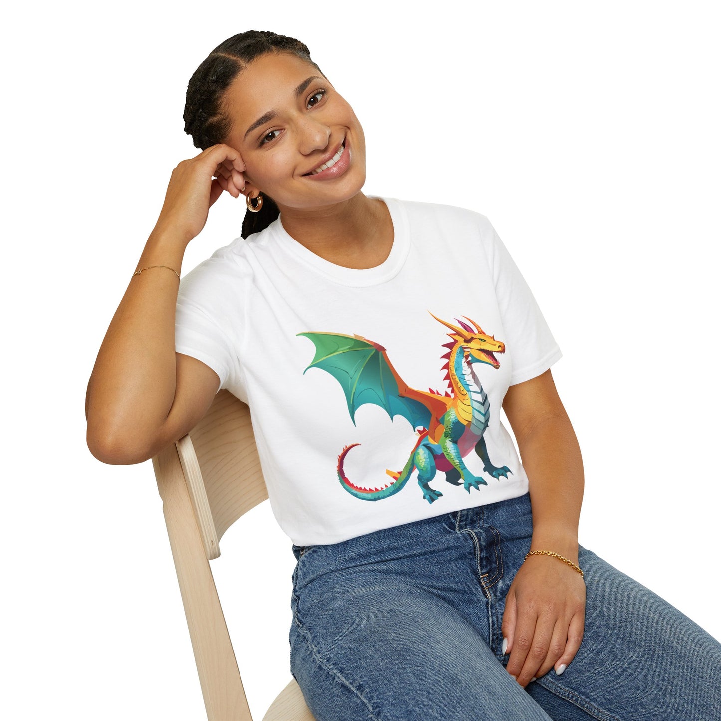Dragon T Shirt Unisex Animal Design Tee Softstyle Gildan 64000 100 Percent Ring Spun Cotton