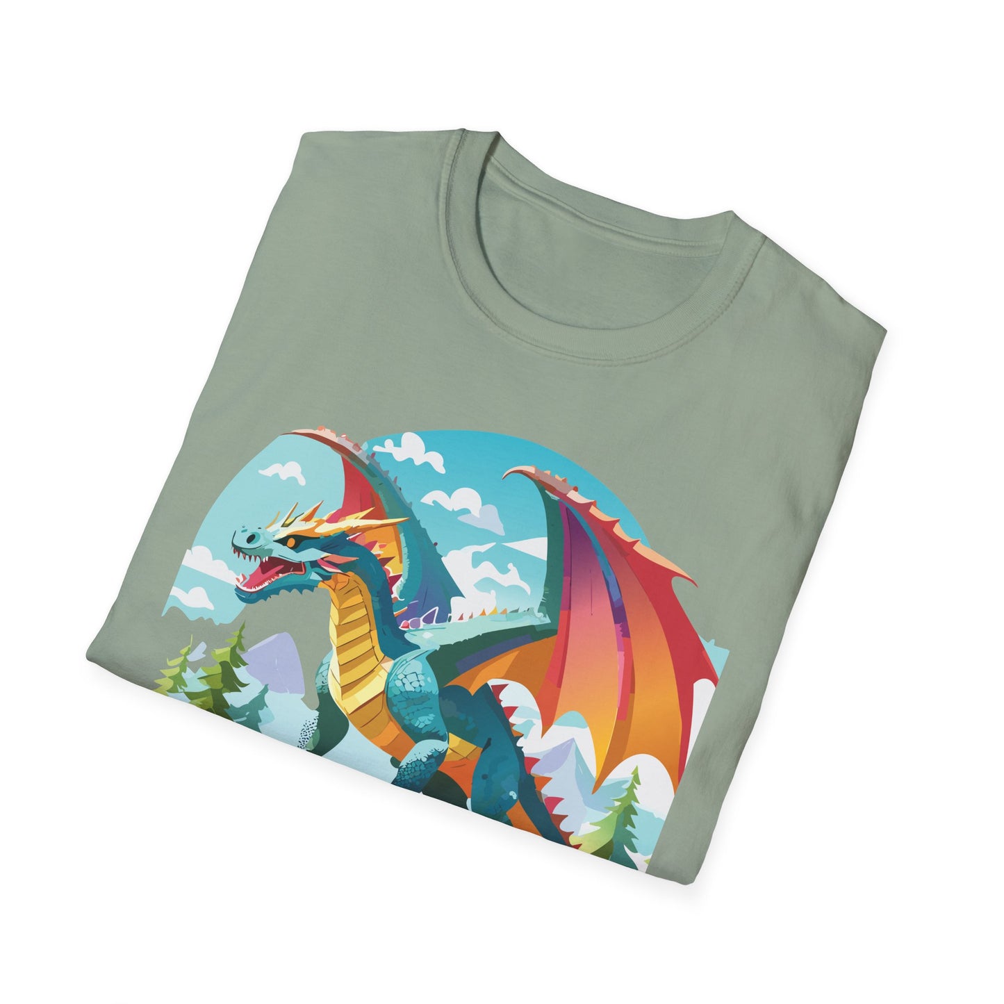 Dragon Graphic Tee Unisex Softstyle 100 Percent Ring Spun Cotton Animal Art Print Shirt
