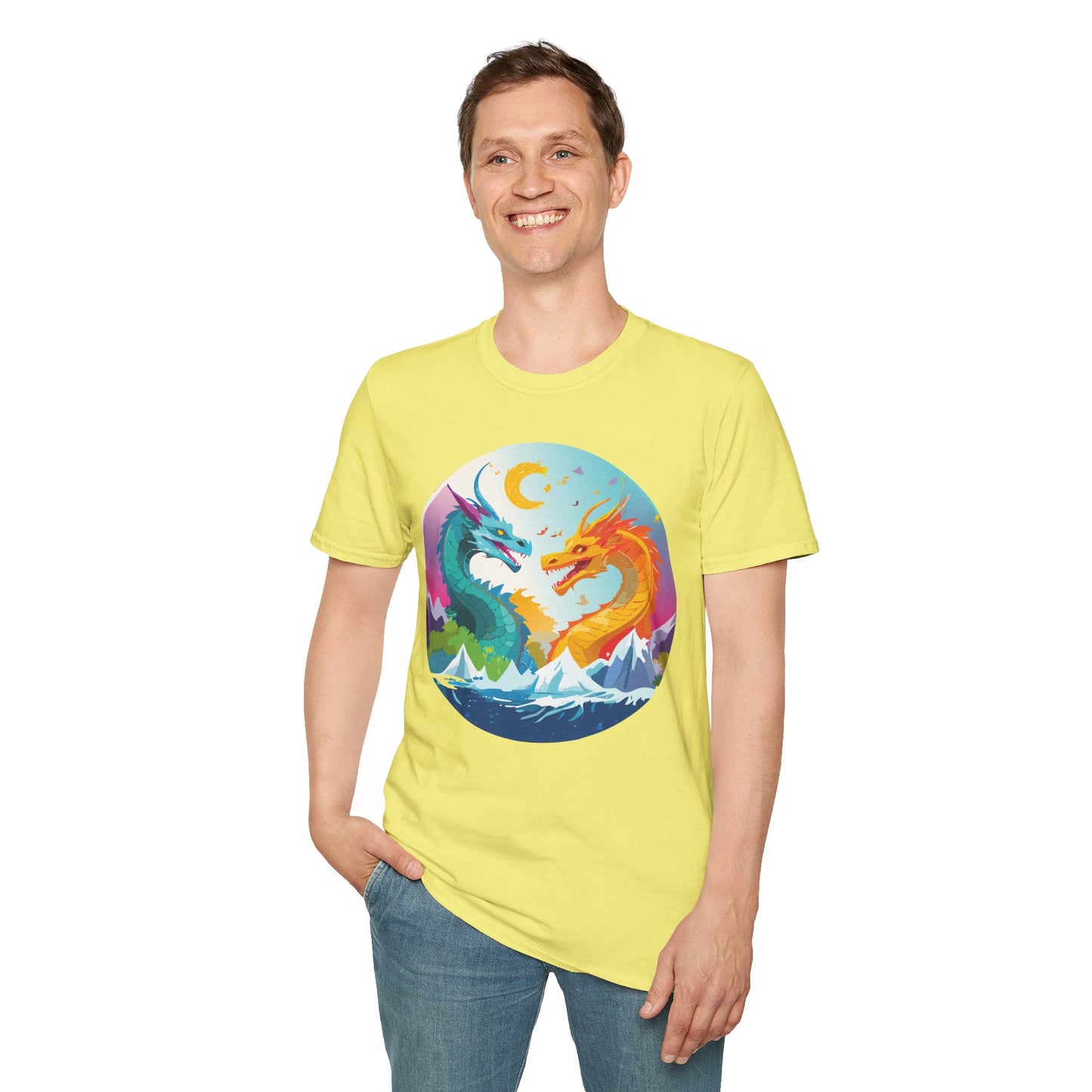 Dragon T Shirt Unisex Gildan Softstyle 64000 Tee Dragon Artwork Animal Print Shirt