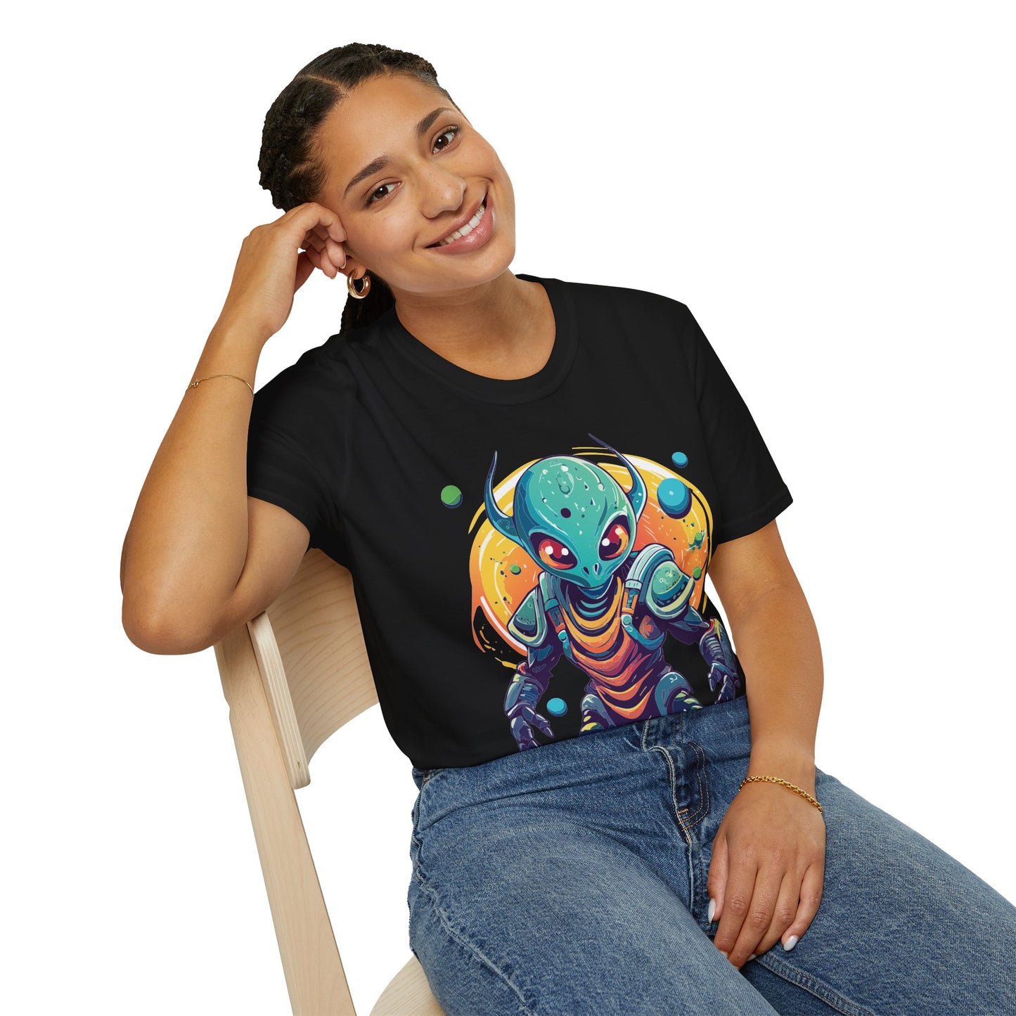 Alien Cosmos Shirt Unisex Softstyle Tee With Alien Art Design Space Theme Graphic Tee
