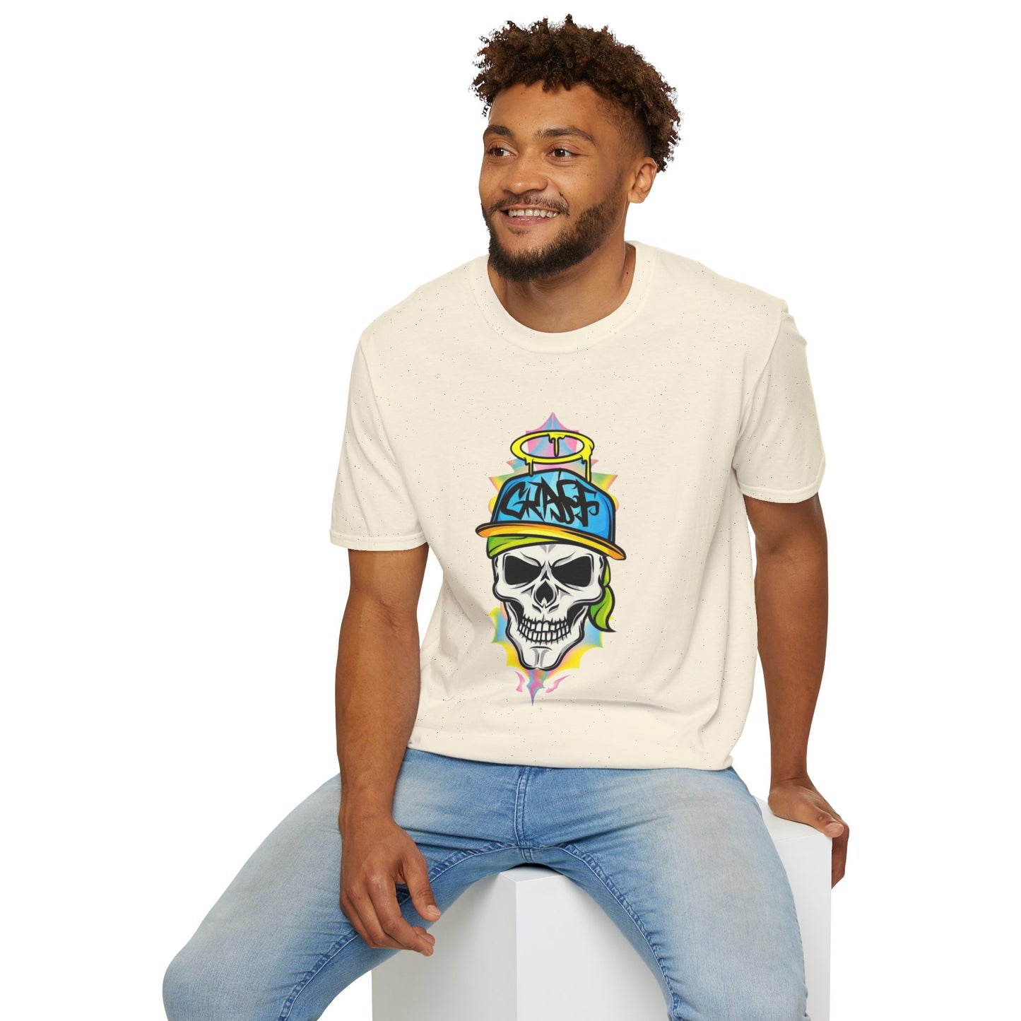 Unisex Skull Graphic Tee Shirt With Skeleton Design Softstyle 64000 100 Percent Ring Spun Cotton