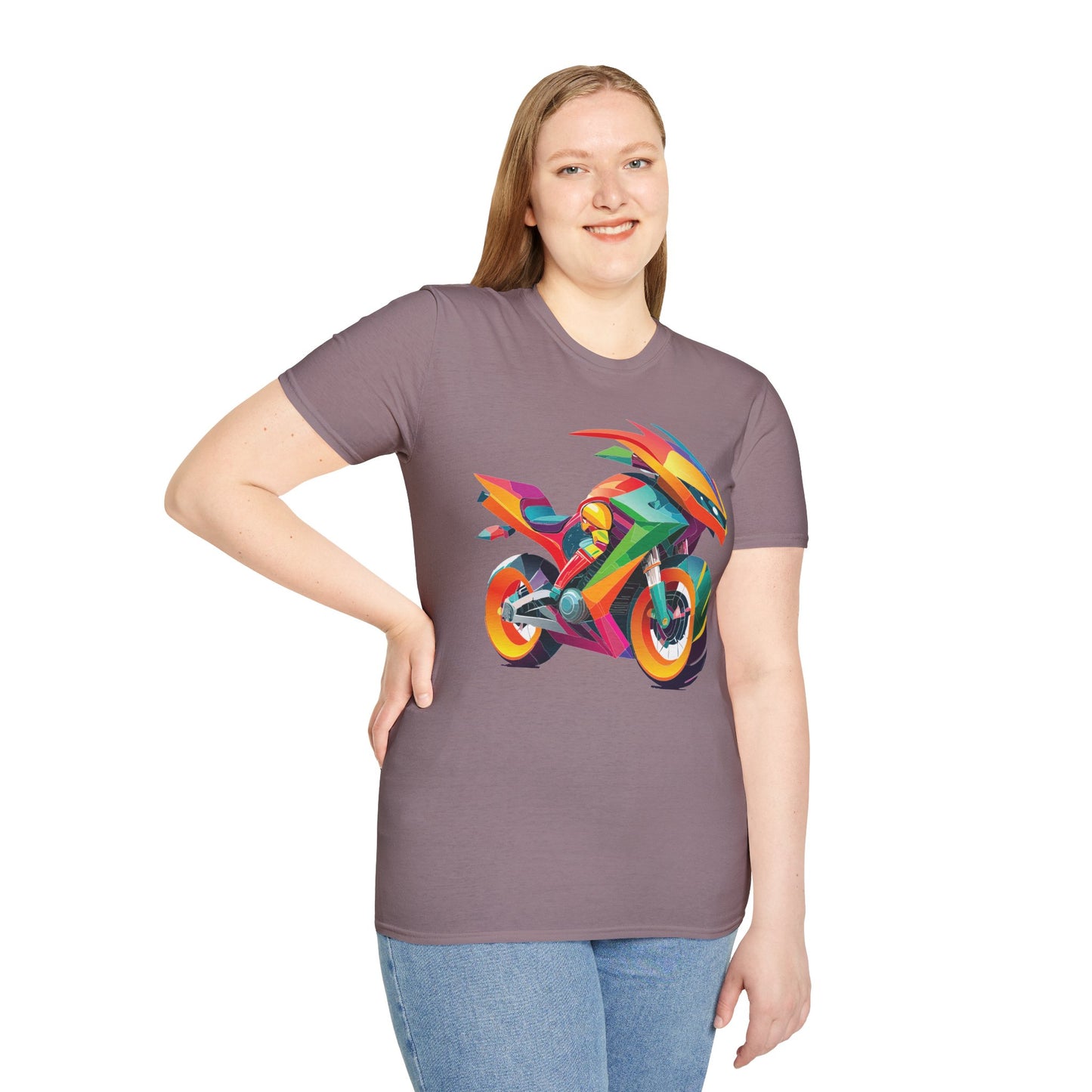 Unisex Bike T Shirt With Motorcycle Artwork Premium Cotton MTB Tee Softstyle 64000