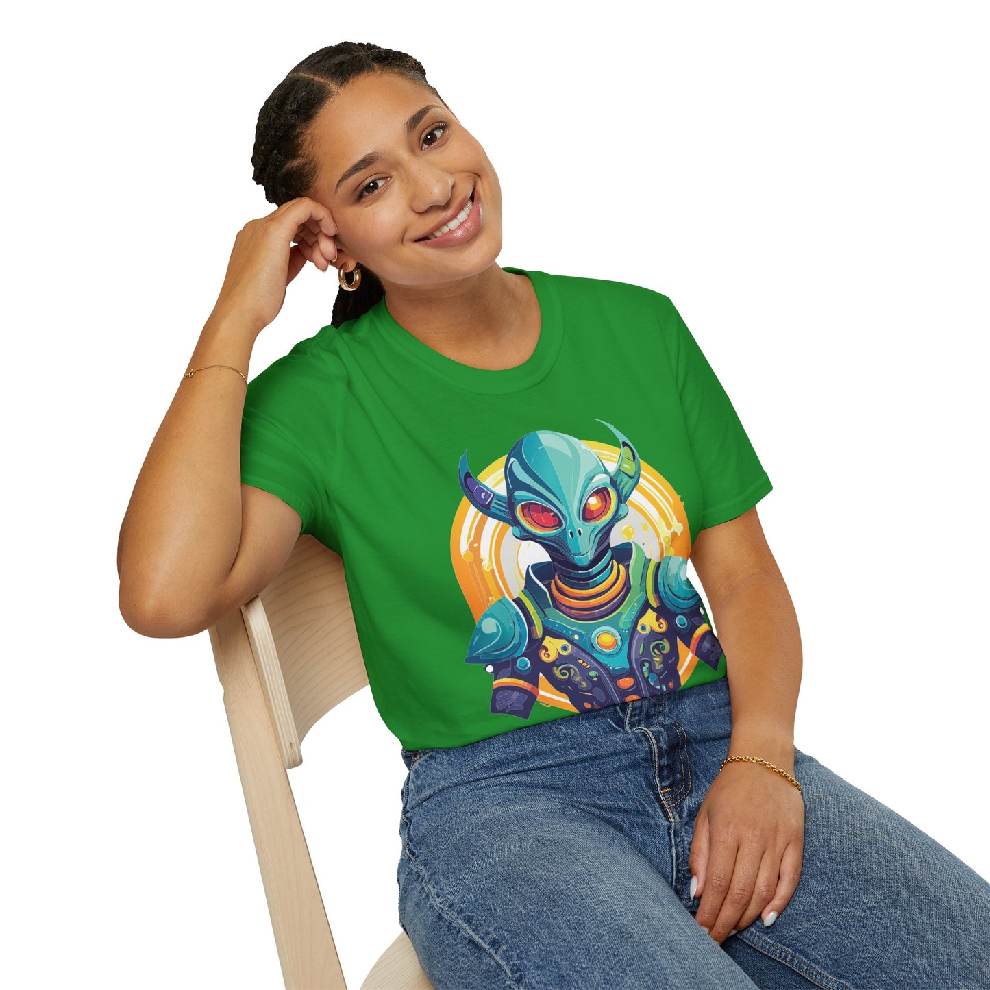 Alien T Shirt Cosmos Design Unisex Softstyle Cotton Tee With Aliens Art Graphic Print