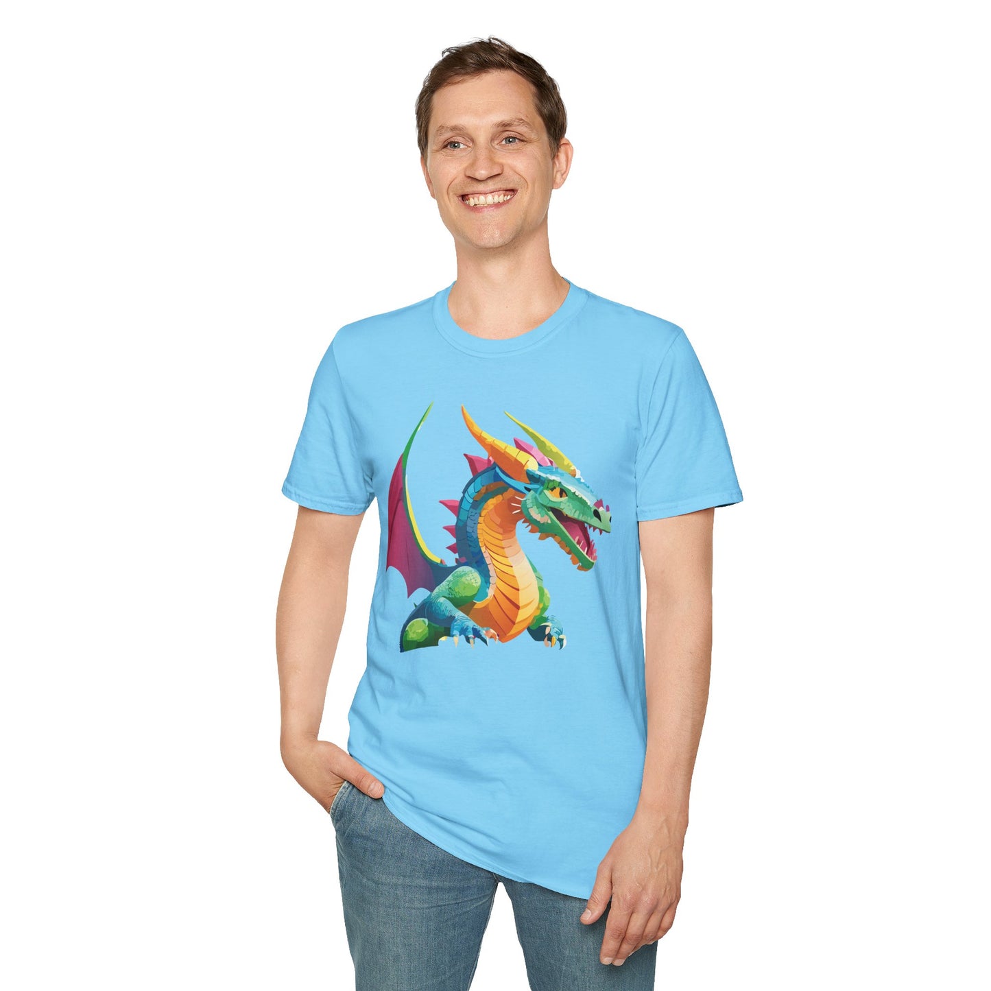 Unisex Dragon Graphic Tee Softstyle Short Sleeve T Shirt Made From Ring Spun Cotton